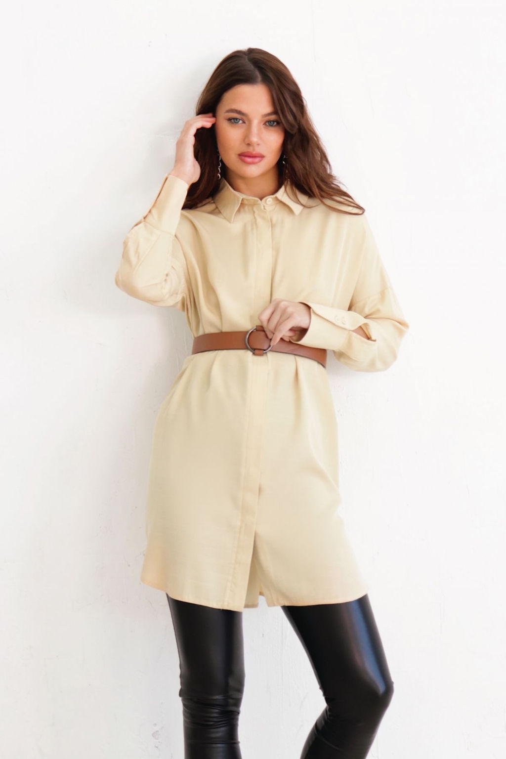 Базовая удлинённая рубашка свободного силуэта - Martichelli фото 64