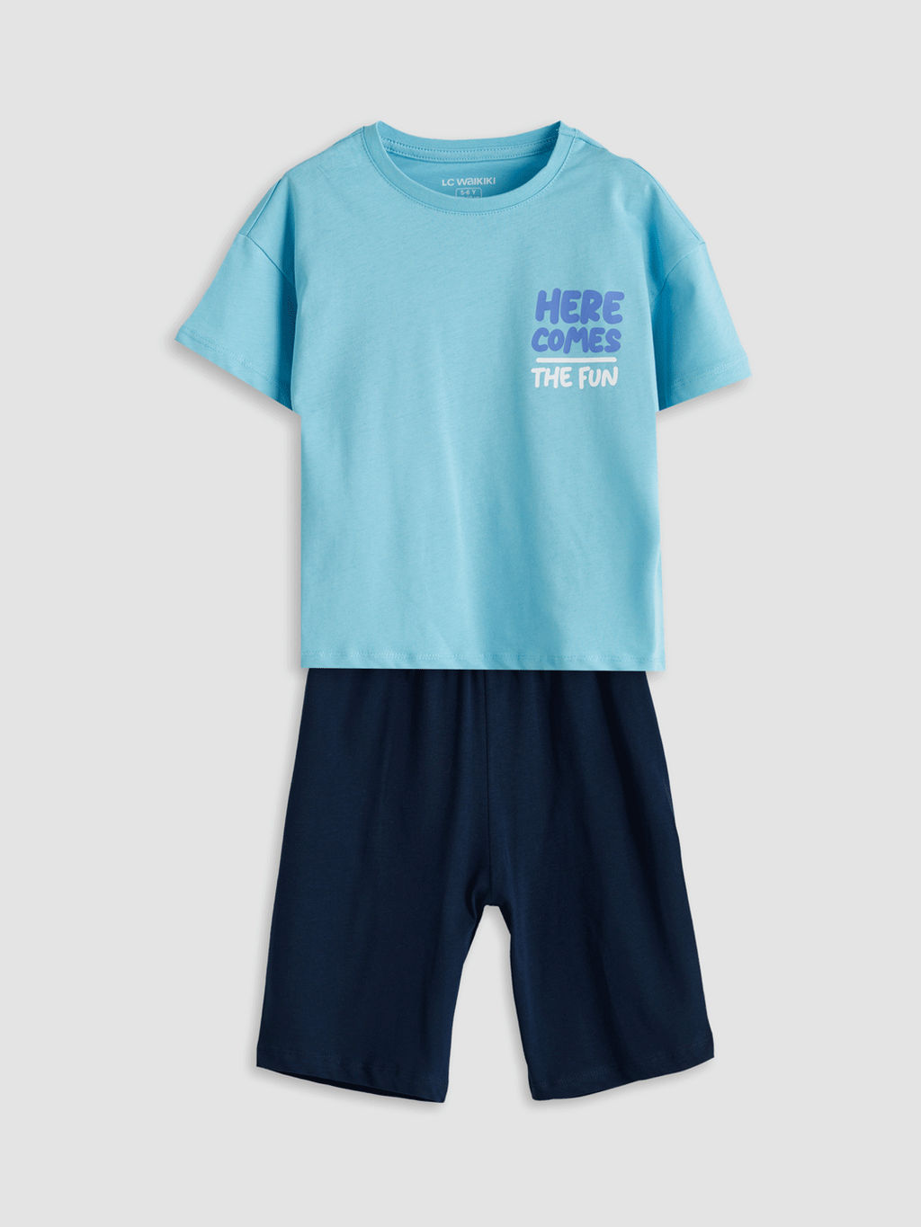 Bisiklet Yaka Erkek ?ocuk ?ortlu Pijama Tak?m?