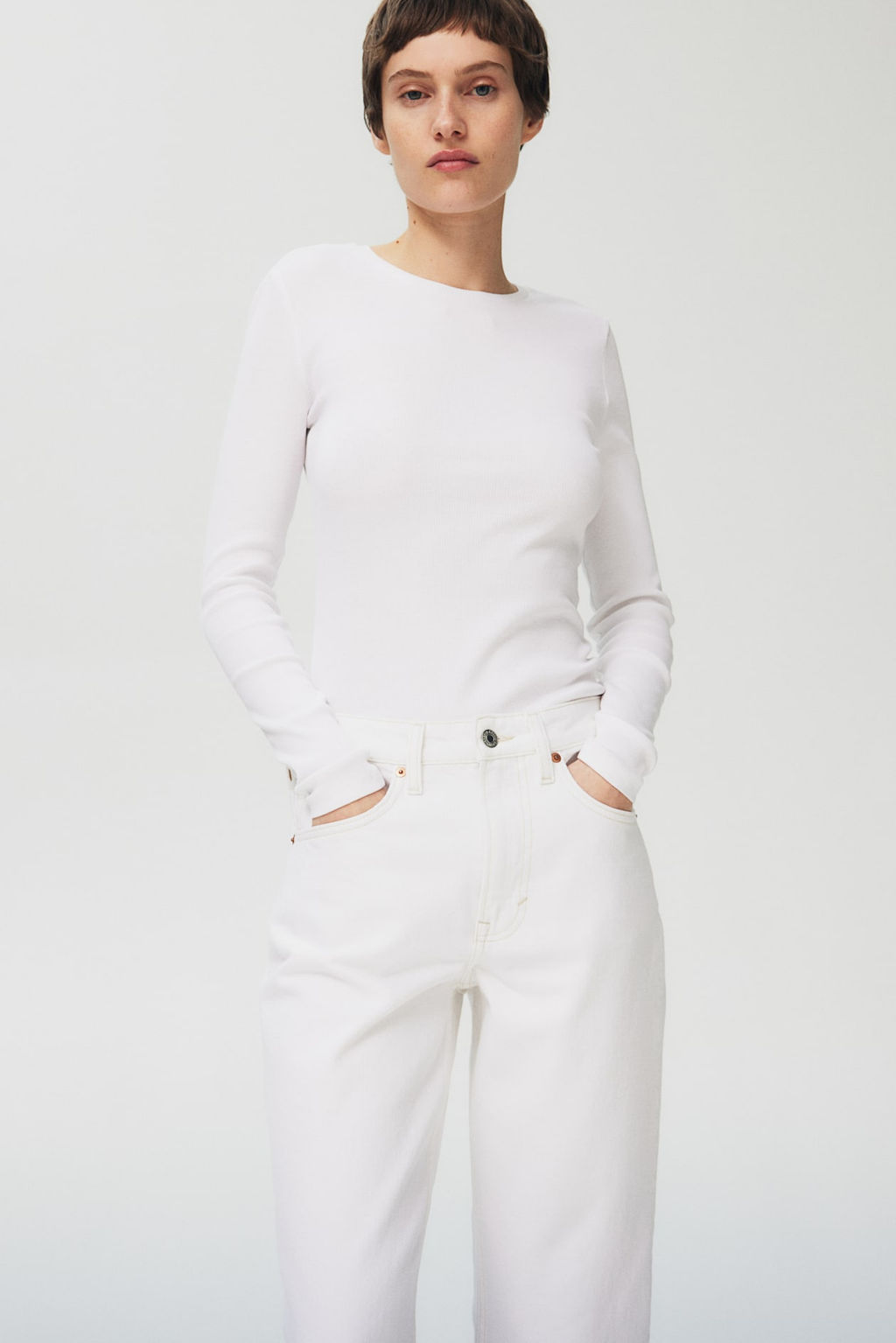 Straight High Cropped Jeans - H&m фото 3