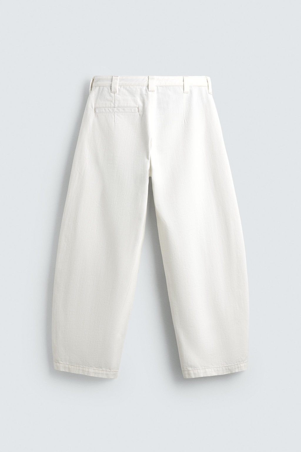 PANTAL?N CHINO DENIM BARREL FIT PLIEGUES / Blanco - Zara фото 8
