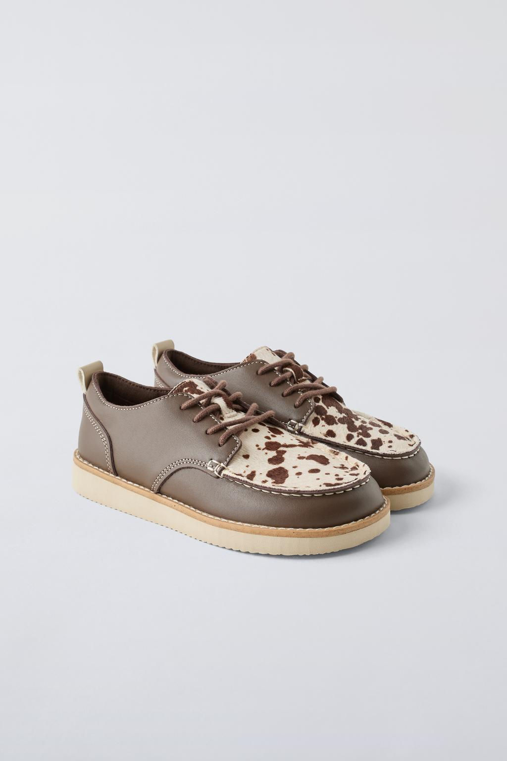 LEATHER COW SHOES - Zara фото 2