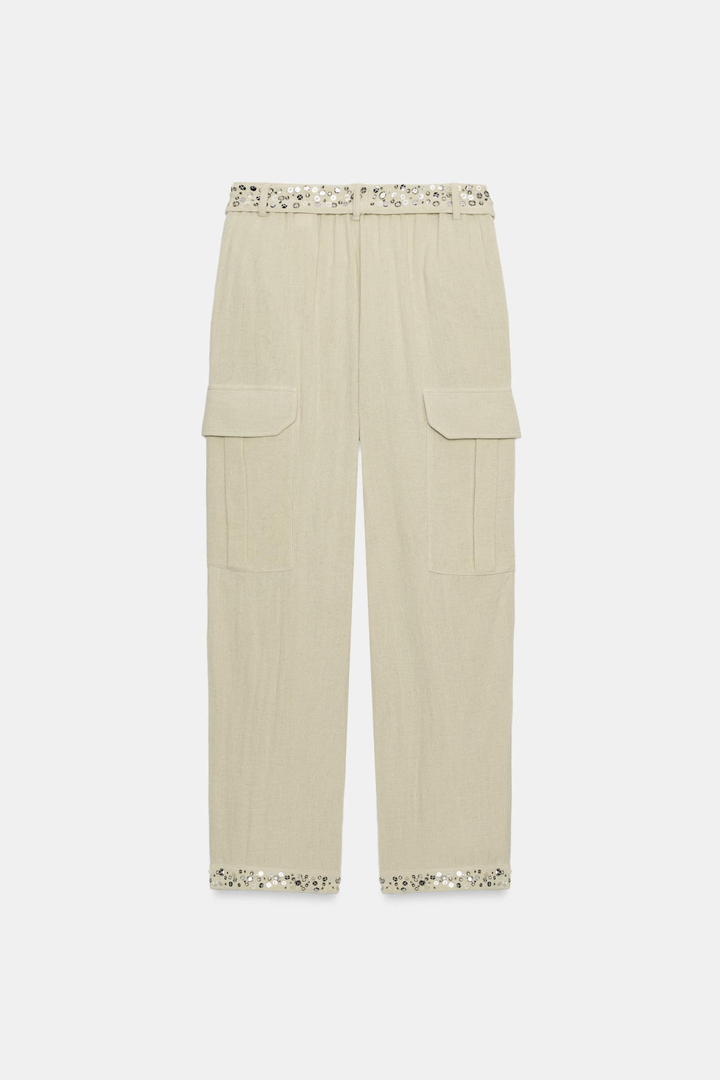 PANTAL?N CARGO LENTEJUELAS ZW COLLECTION / Khaki claro