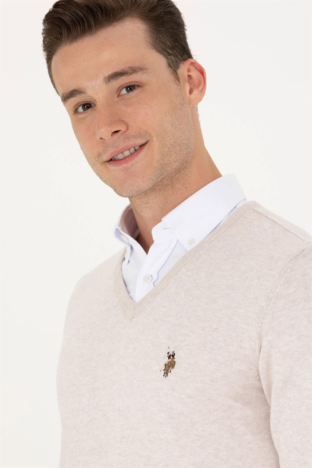 U. S. Polo Assn Мужской базовый свитер из каменного меланжа - U.s. polo assn фото 2