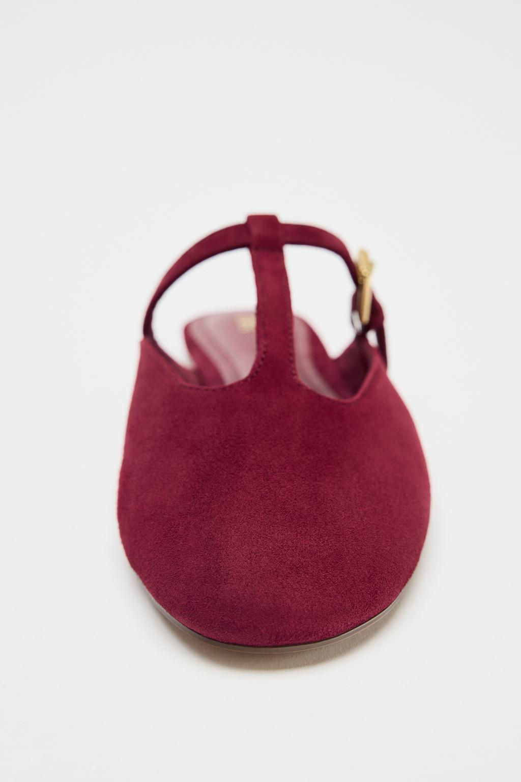 SPLIT SUEDE SLINGBACK SHOES WITH STRAP - Zara фото 3