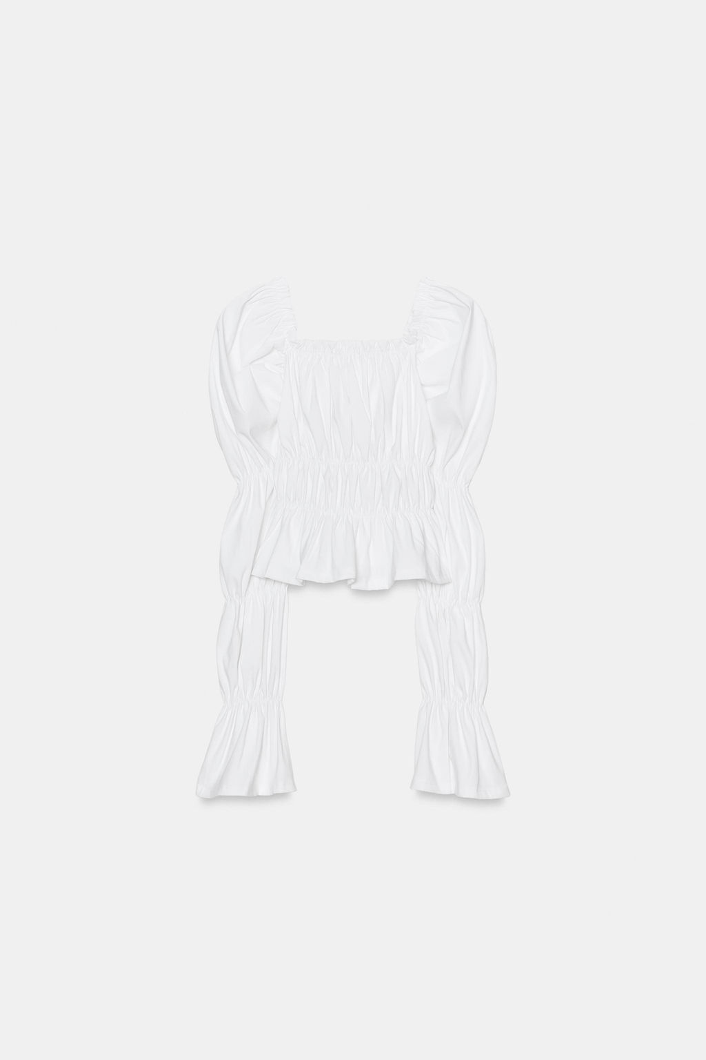 TOP FRUNCES MANGA ABULLONADA / Blanco - Zara фото 5