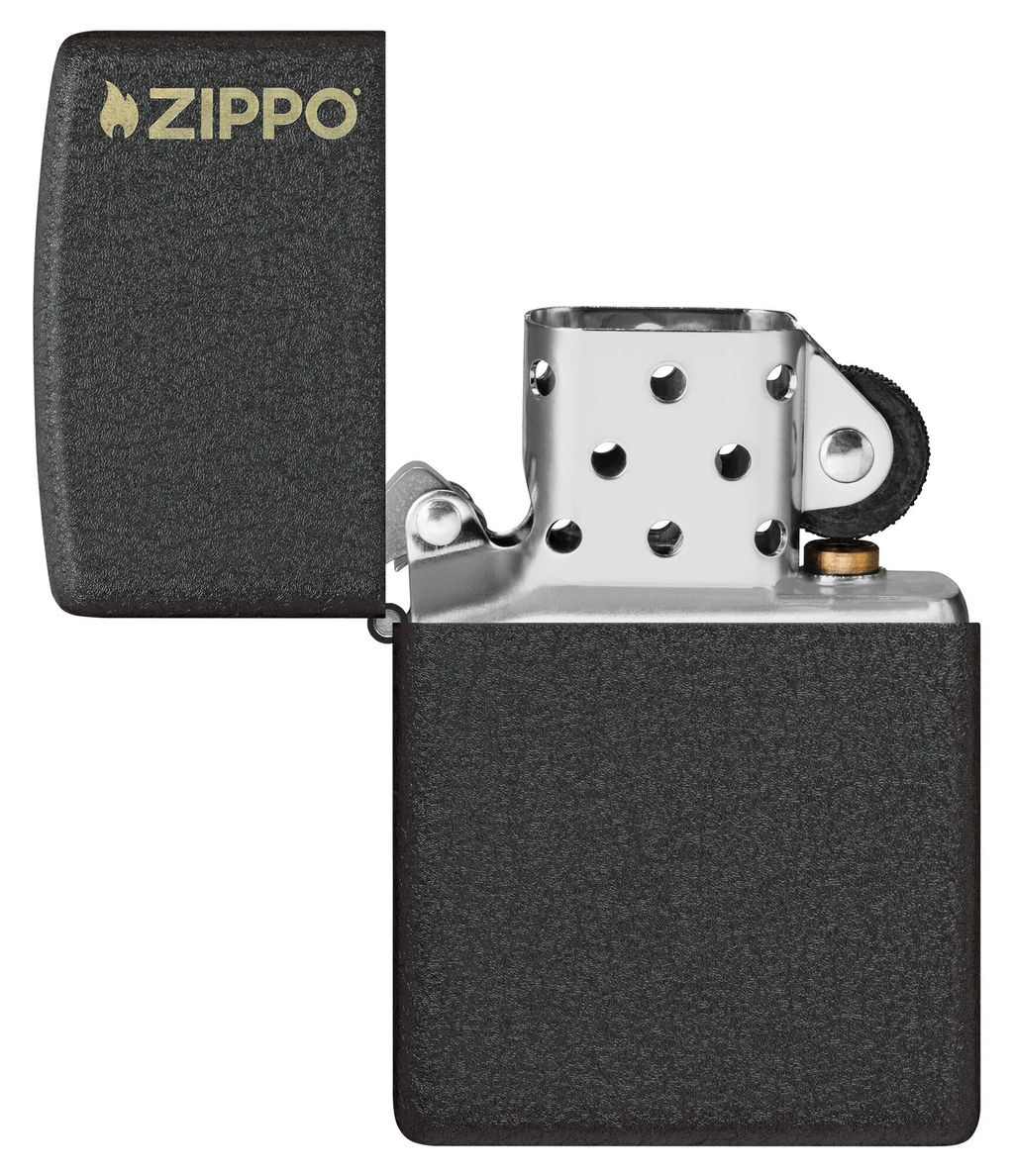 Зажигалка ZIPPO Логотип с черным покрытием с кракелюром | Logo Black Crackle 236ZL  фото 4