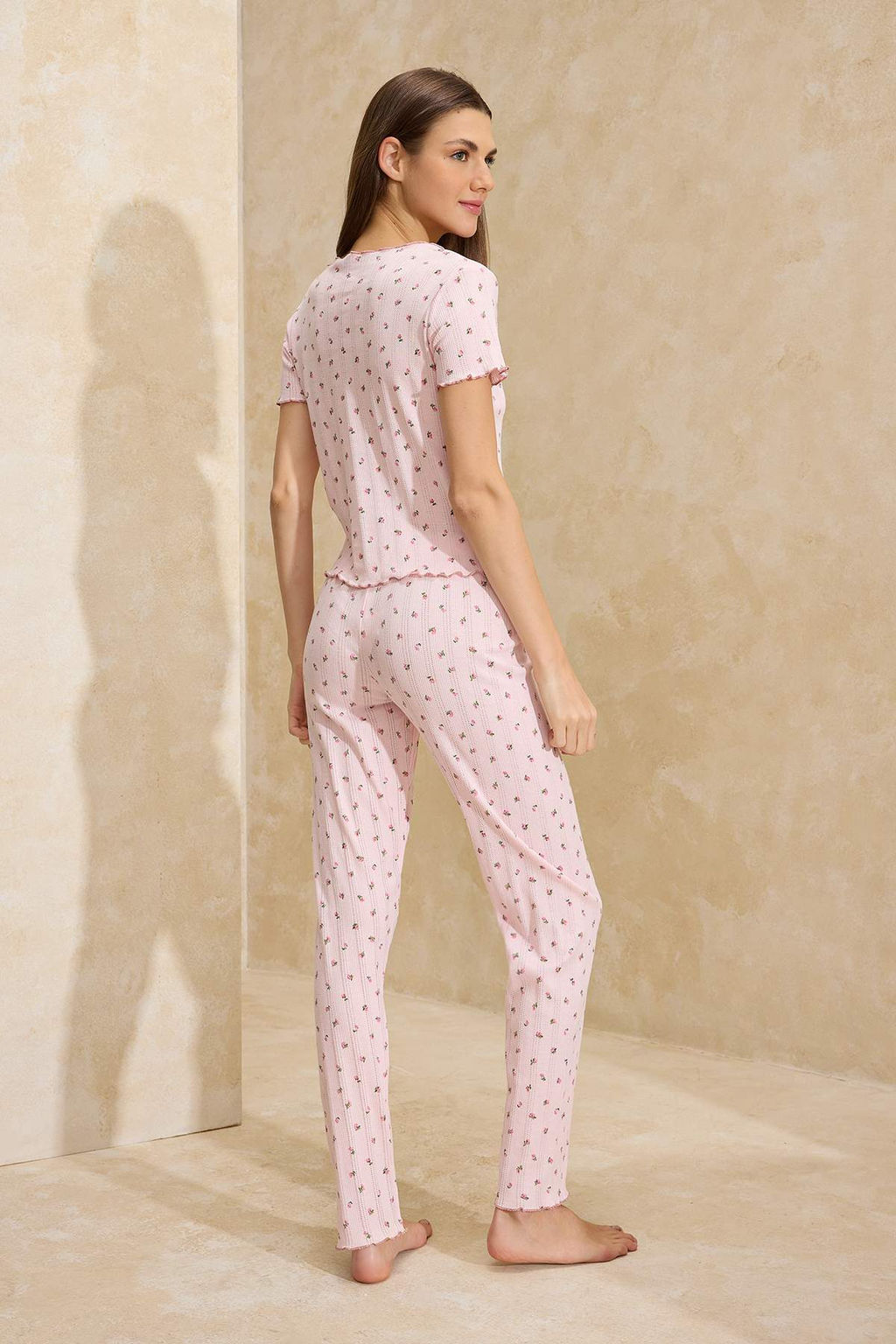 Yesil %100 Pamuklu Cicekli Kurdele/Fiyonklu Fitilli/Pointel Orme Pijama Tak?m? THMSS26PT00010 - Trendyolmilla фото 11