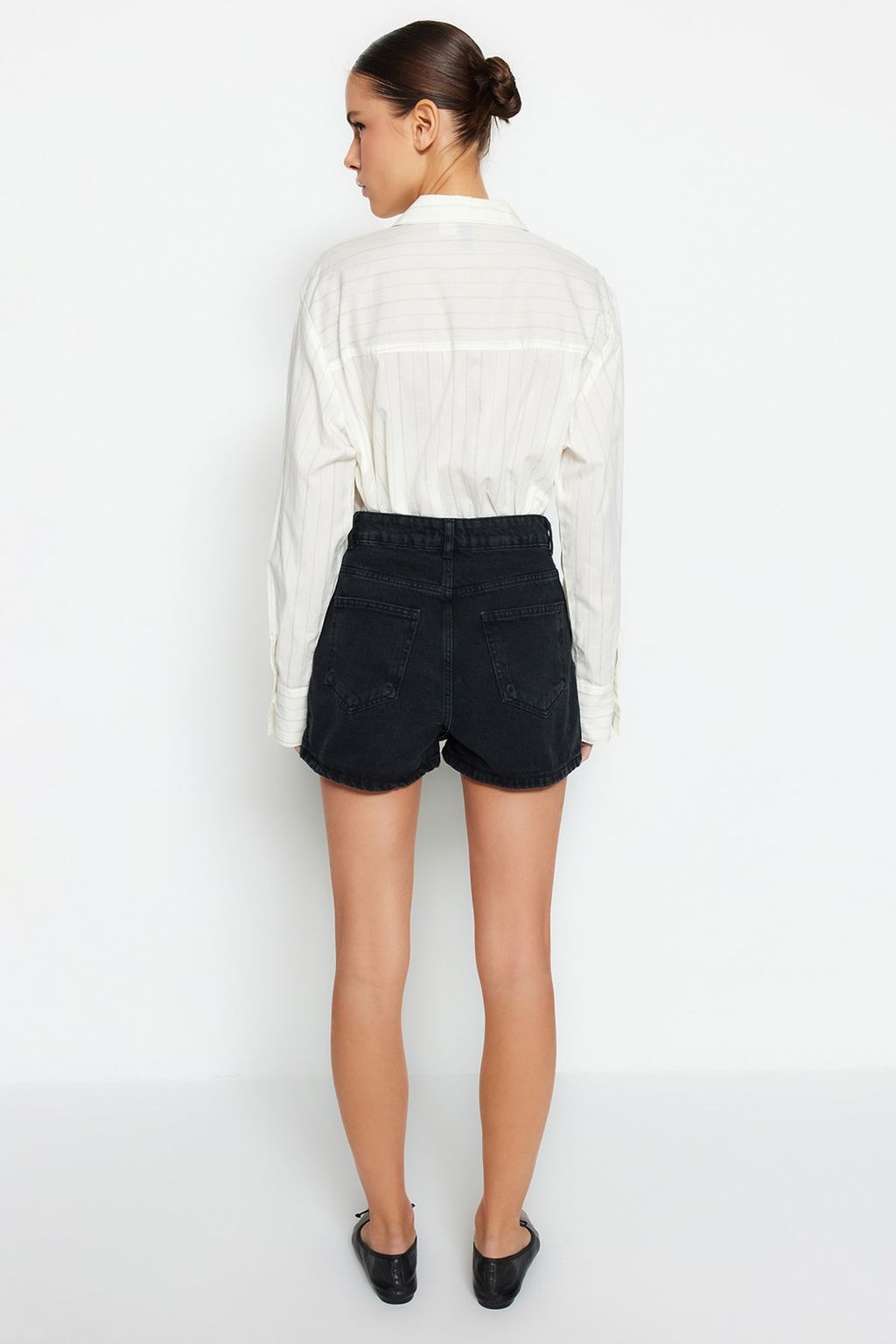 Siyah More Sustainable Mini Denim Sort Etek TWOSS23SR00190