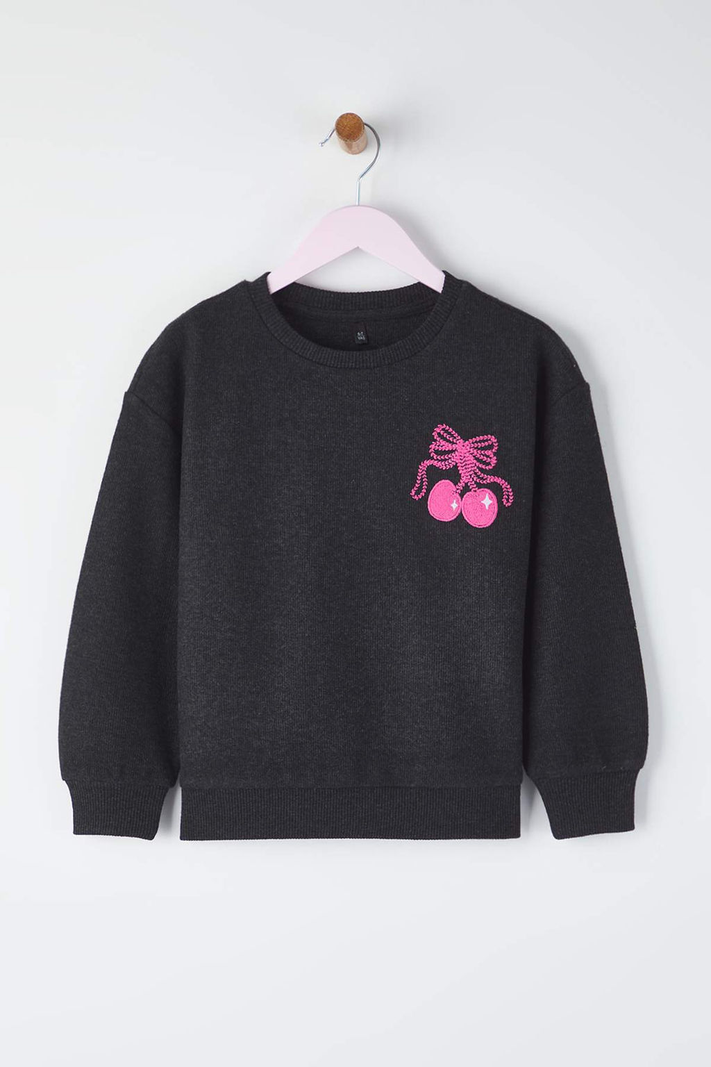 Antrasit Pamuklu S?rt Bask?l? Oversize K?z Cocuk Orme Sweatshirt TKDAW26SW00039 - Trendyolmilla фото 2