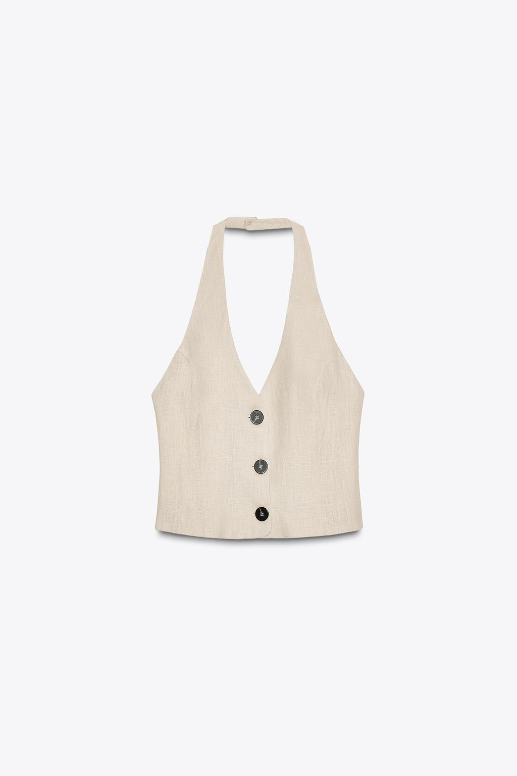 LINEN BLEND HALTER TOP - Zara фото 5