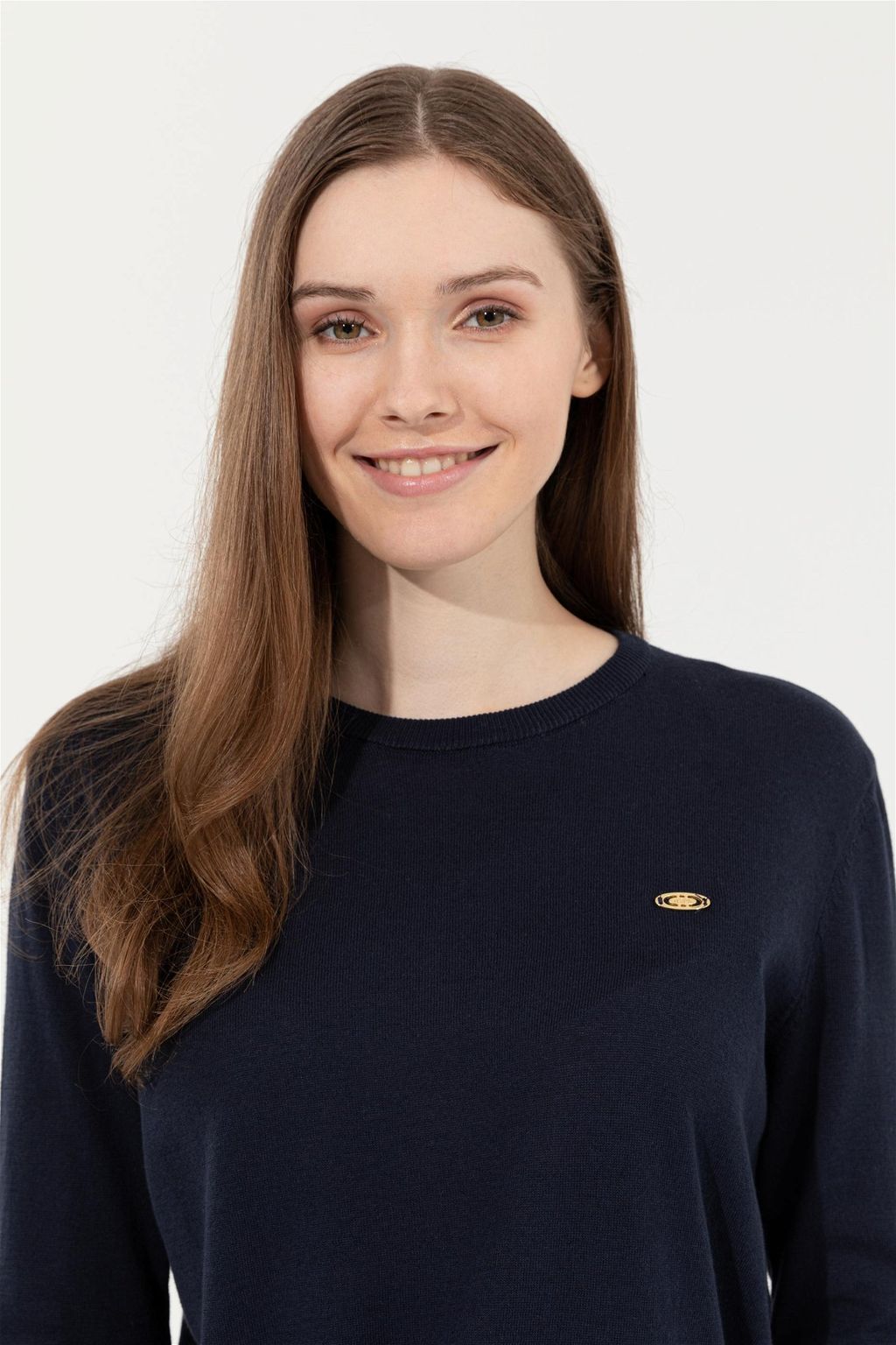 U. S. Polo Assn Женский базовый свитер темно-синего цвета с круглым вырезом - U.s. polo assn фото 2