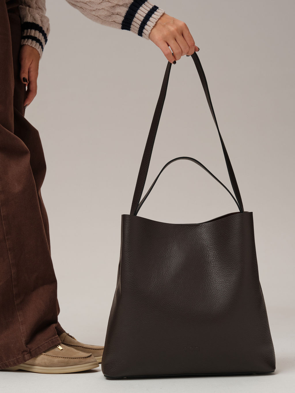 Кожаная сумка шоппер Olga DBR 30948 коричневый шоколад  фото 5