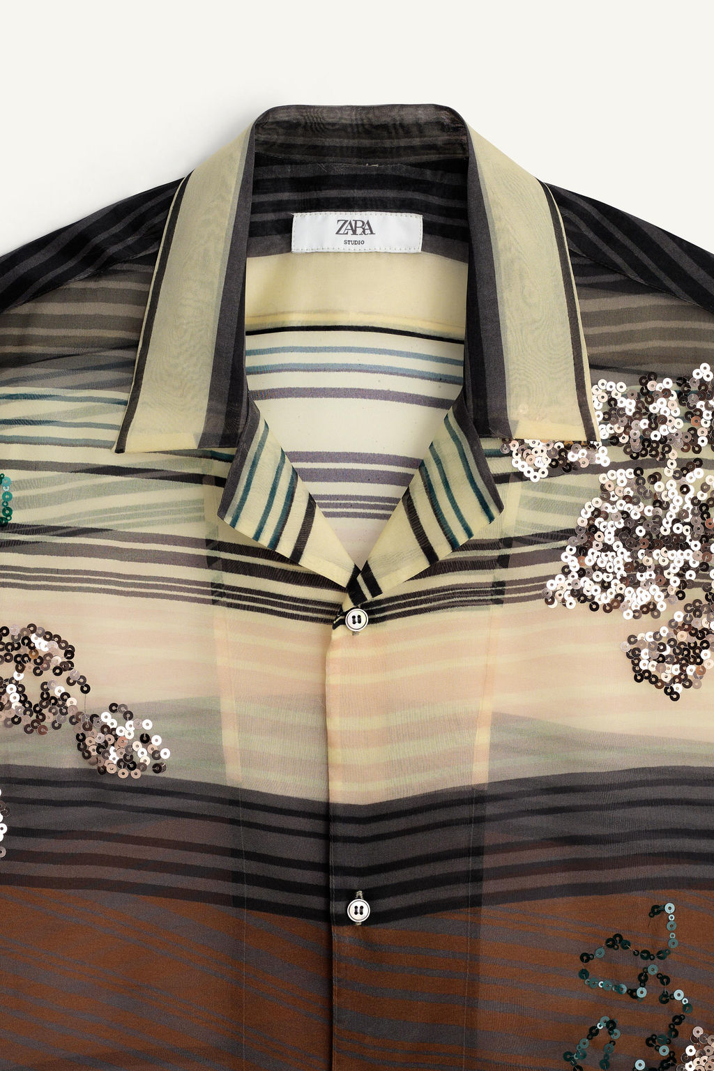 CAMISA ORGANZA 100% SEDA LENTEJUELAS / Verde / Azul - Zara фото 6