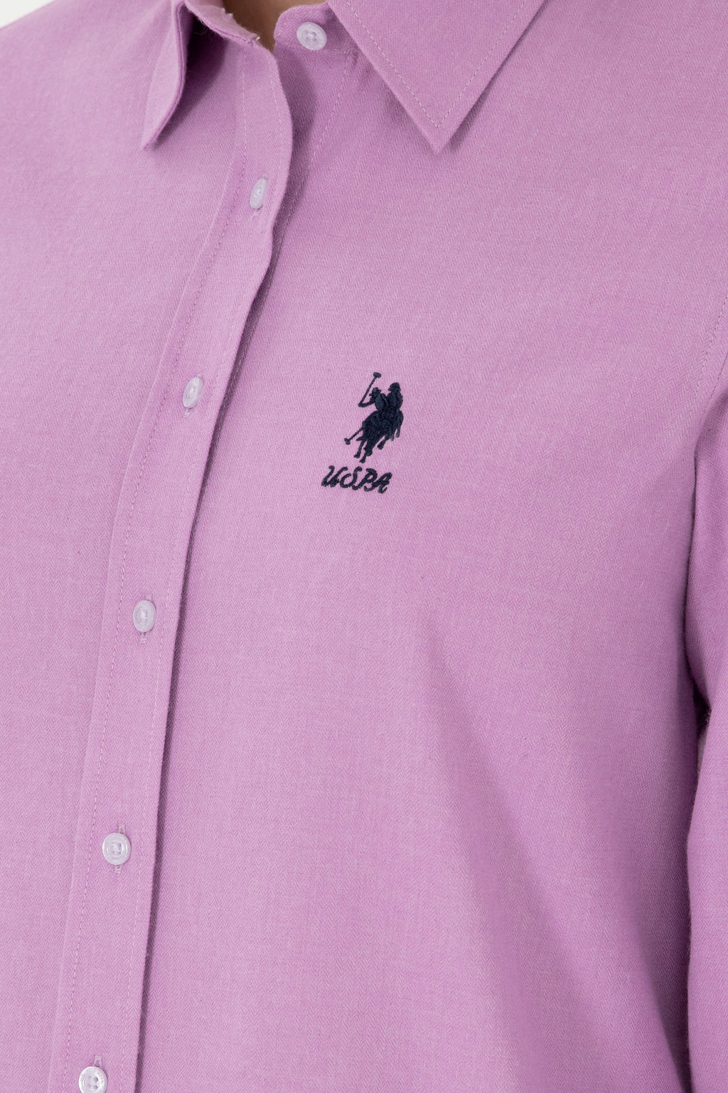 Рубашка женская U.S. Polo Assn из хлопка сиреневая фото 14