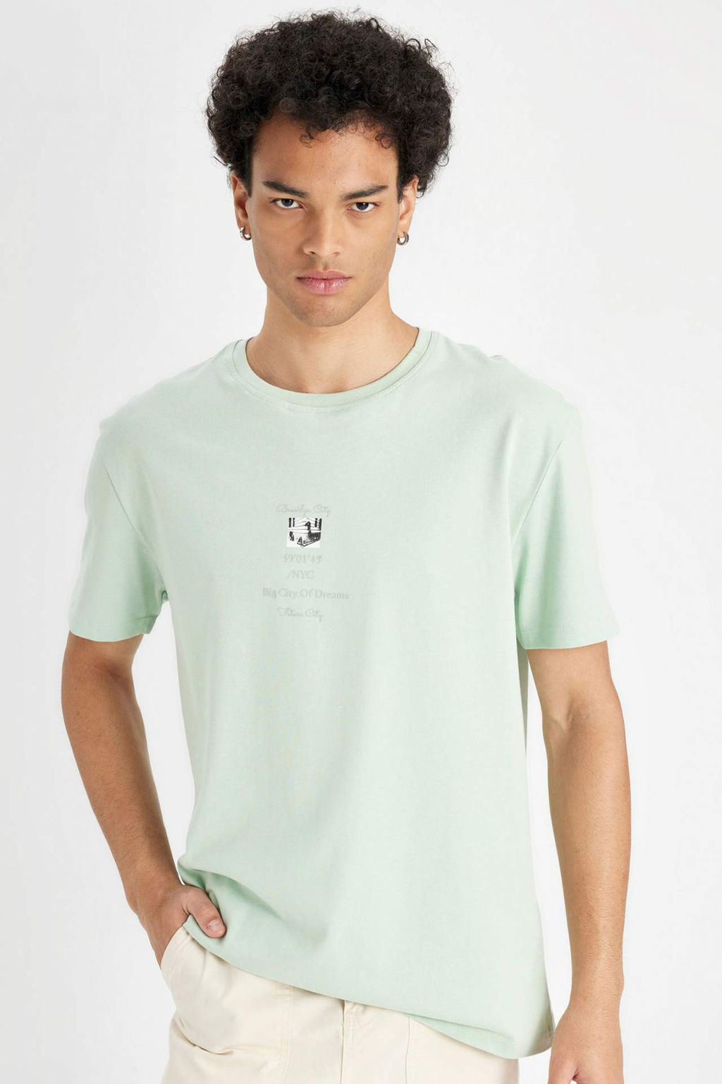 Regular Fit Bisiklet Yaka Bask?l? Pamuklu K?sa Kollu Tisort - Defacto фото 2