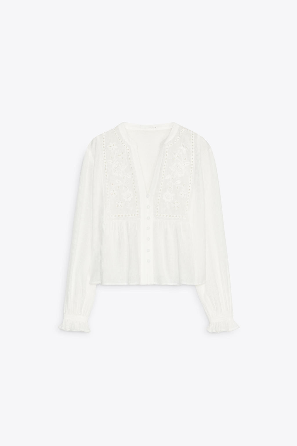 SHORT BLOUSE WITH CUTWORK EMBROIDERY - Zara фото 15