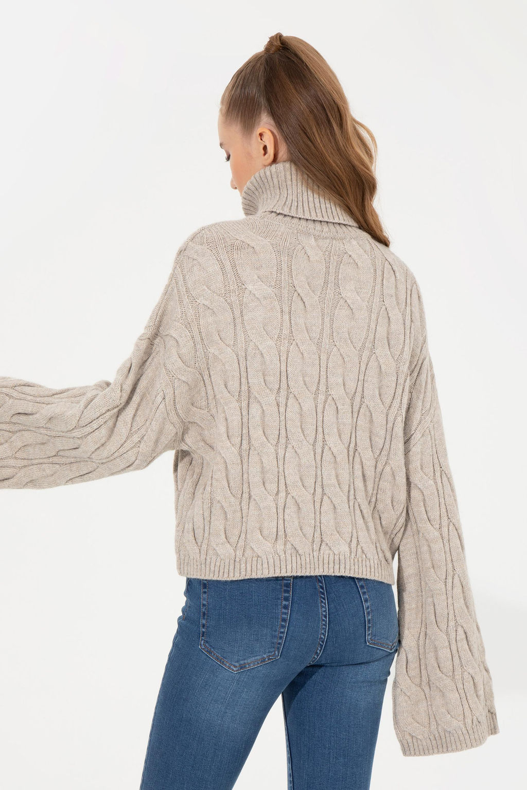 U. S. Polo Assn Женский свитер с высоким воротником из меланжевого камня - U.s. polo assn фото 17