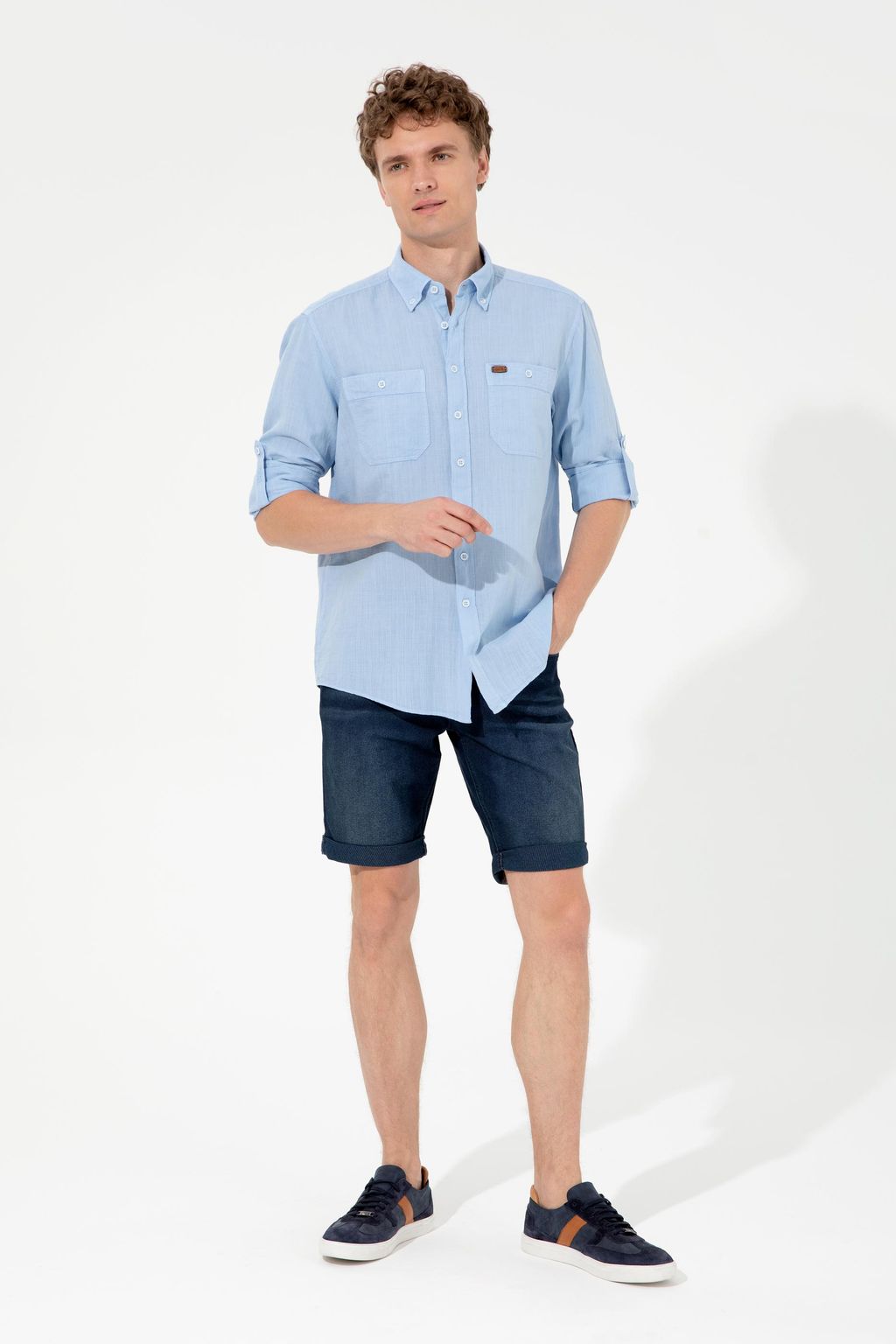 U. S. Polo Assn Мужская синяя рубашка с длинным рукавом - U.s. polo assn фото 4