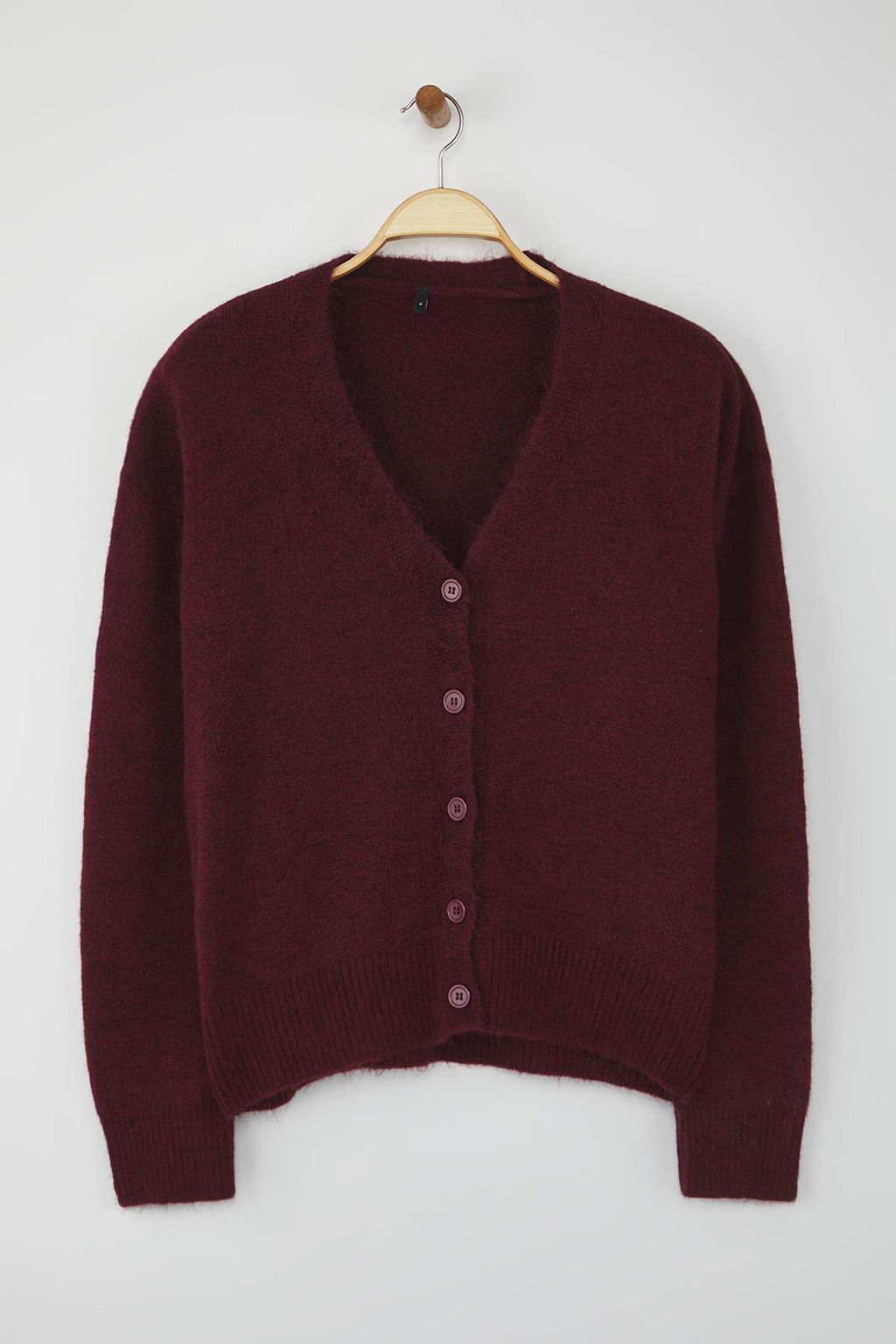 Wardrobe Essentials Bordo Yunlu Genis Kal?p V Yaka Triko H?rka | TWOAW26HI00083