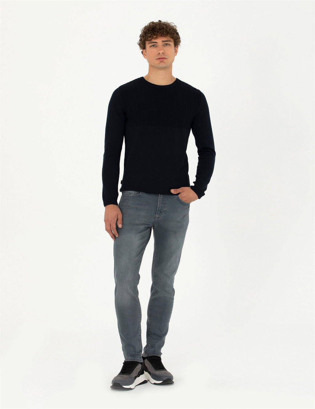 Lacivert Slim Fit Bisiklet Yaka Triko Kazak - Pierre cardin фото 4