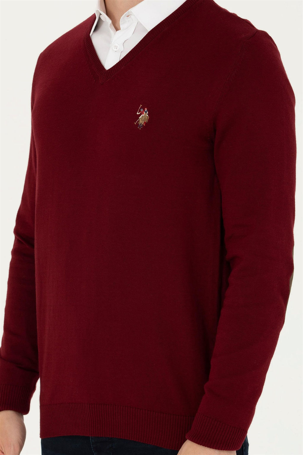 U. S. Polo Assn Мужской бордово-красный базовый свитер - U.s. polo assn фото 6