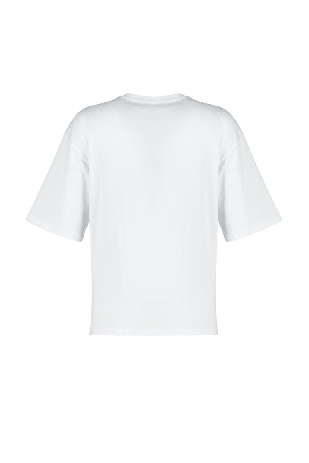 TRENDYOLMILLA Antrasit %100 Pamuk Tas Detayl? Relaxed/Genis Rahat Kesim Bisiklet Yaka Orme T-Shirt TWOSS23TS00153  фото 8