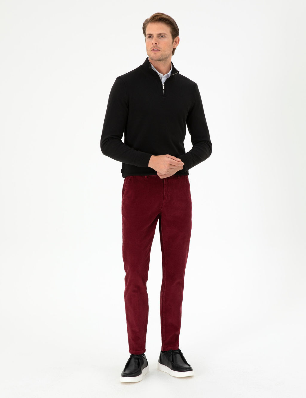 Siyah Slim Fit Fermuarl_ Dik Yaka Triko Kazak - Pierre cardin фото 4