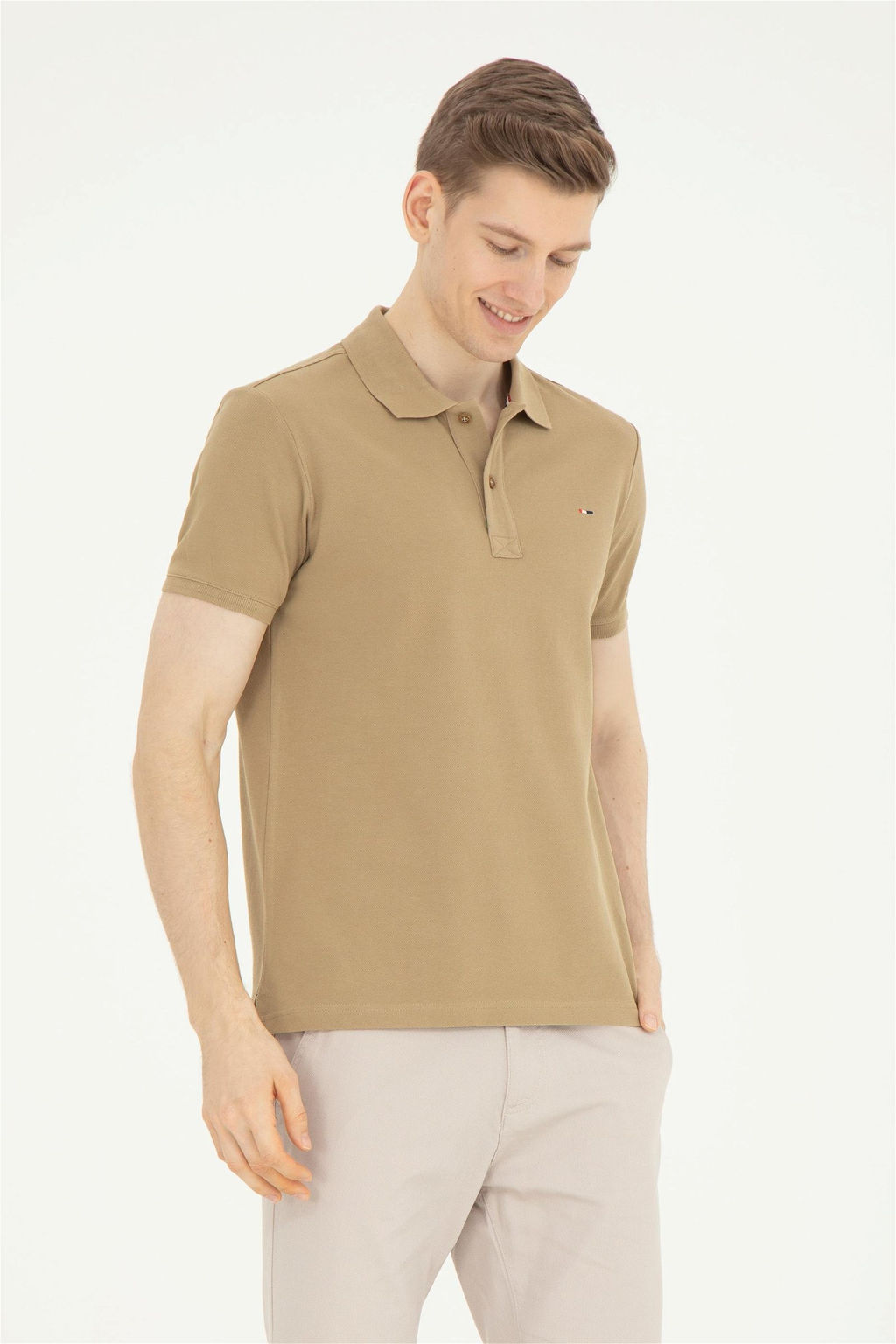 Мужская базовая футболка цвета хаки - U.s. polo assn фото 3