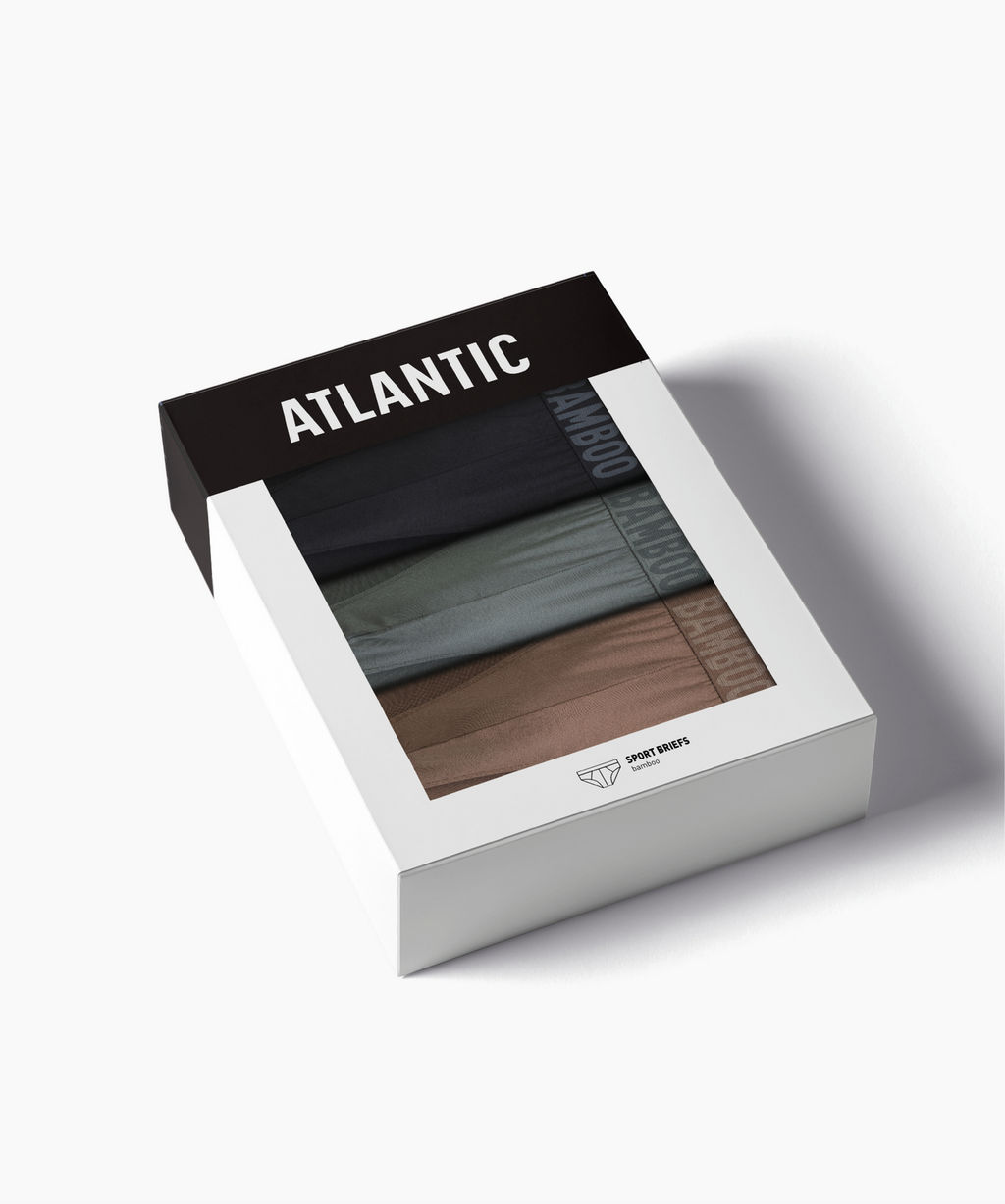 ATLANTIC 3MP-199 Трусы спорт Bamboo - набор 3 шт. светлый хаки + черный + бежевый  фото 7