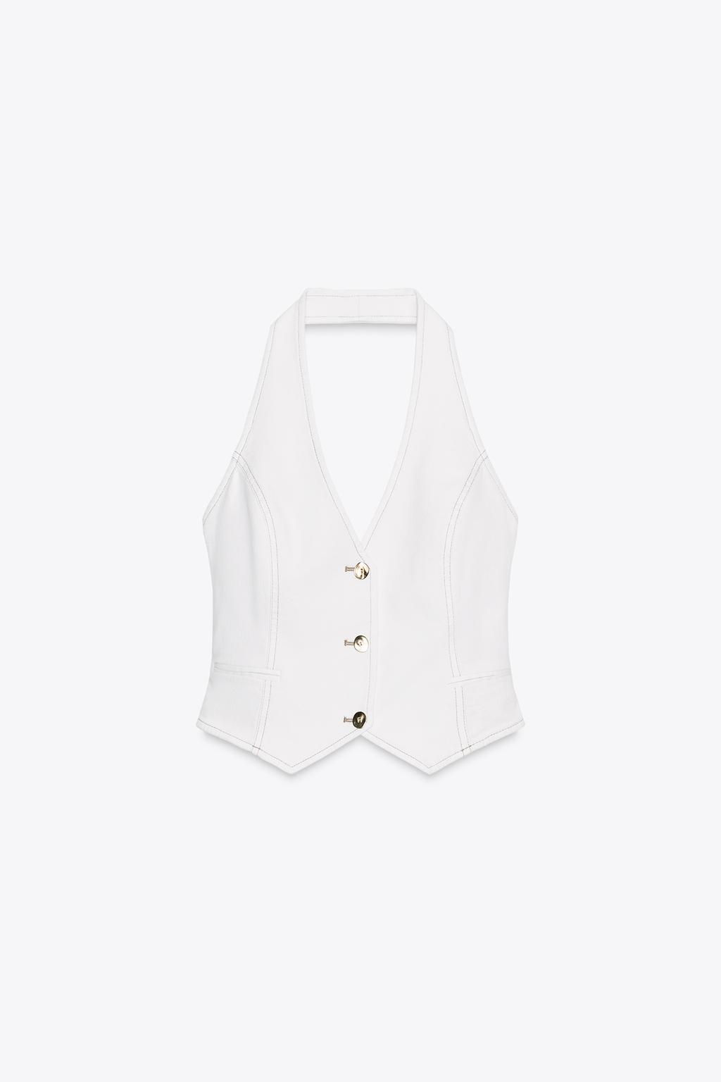 Z1975 DENIM CROP HALTER TOP - Zara фото 4