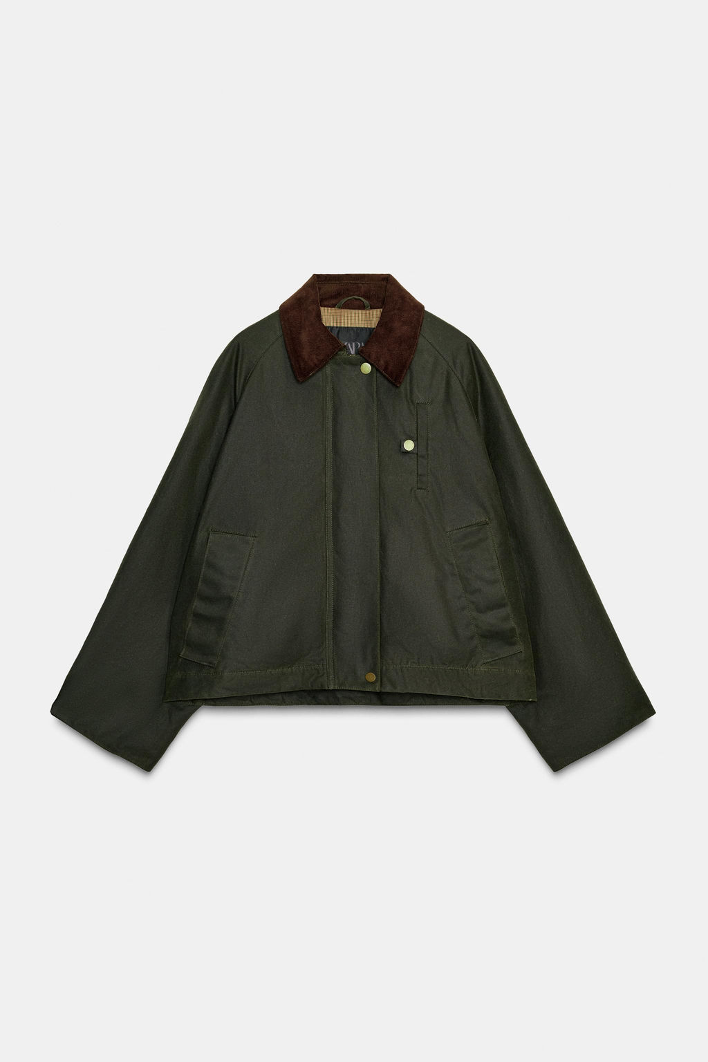 ZW COLLECTION CONTRAST COLLAR WAXED JACKET - Zara фото 10