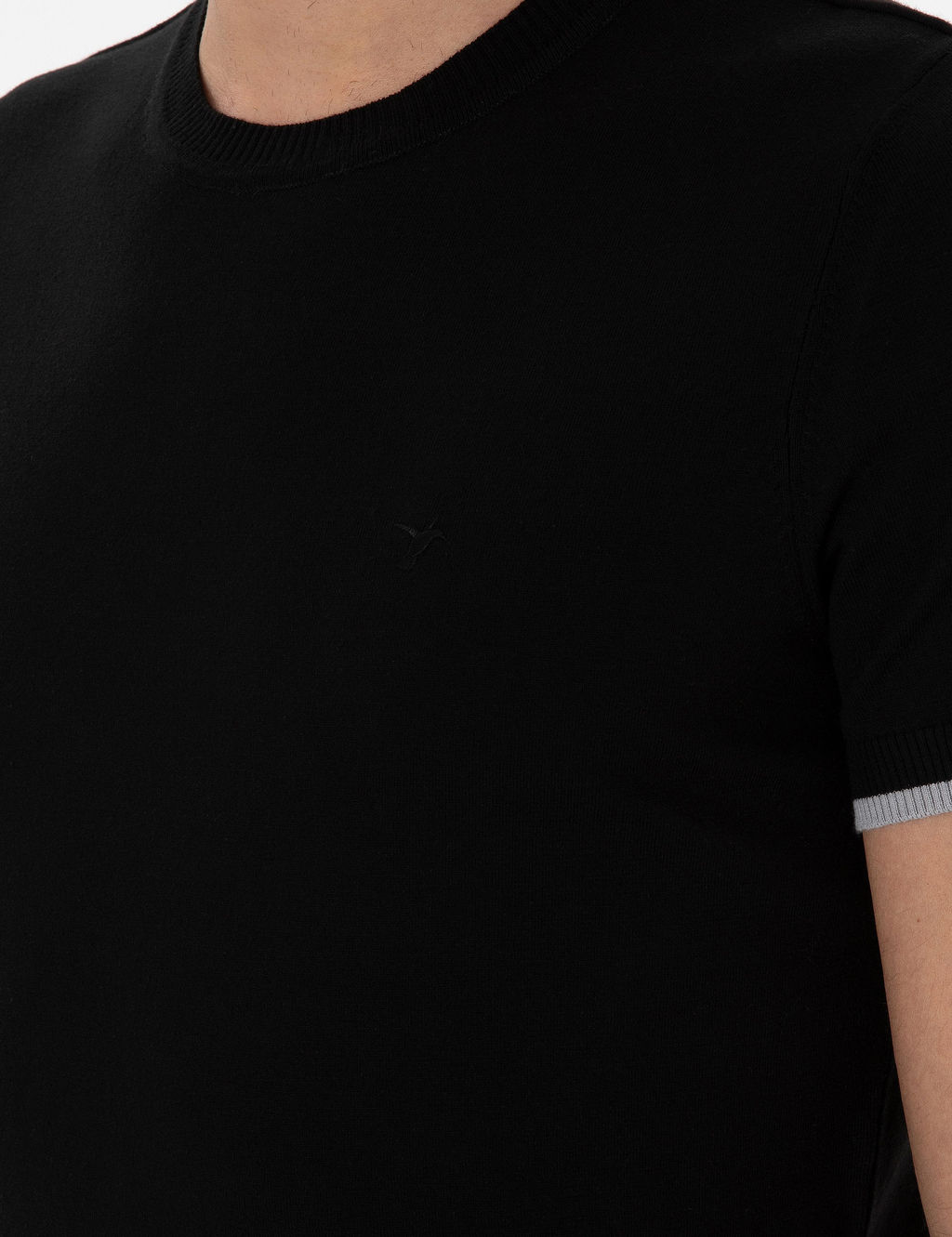 Siyah Slim Fit Bisiklet Yaka Triko T-shirt - Cacharel фото 7