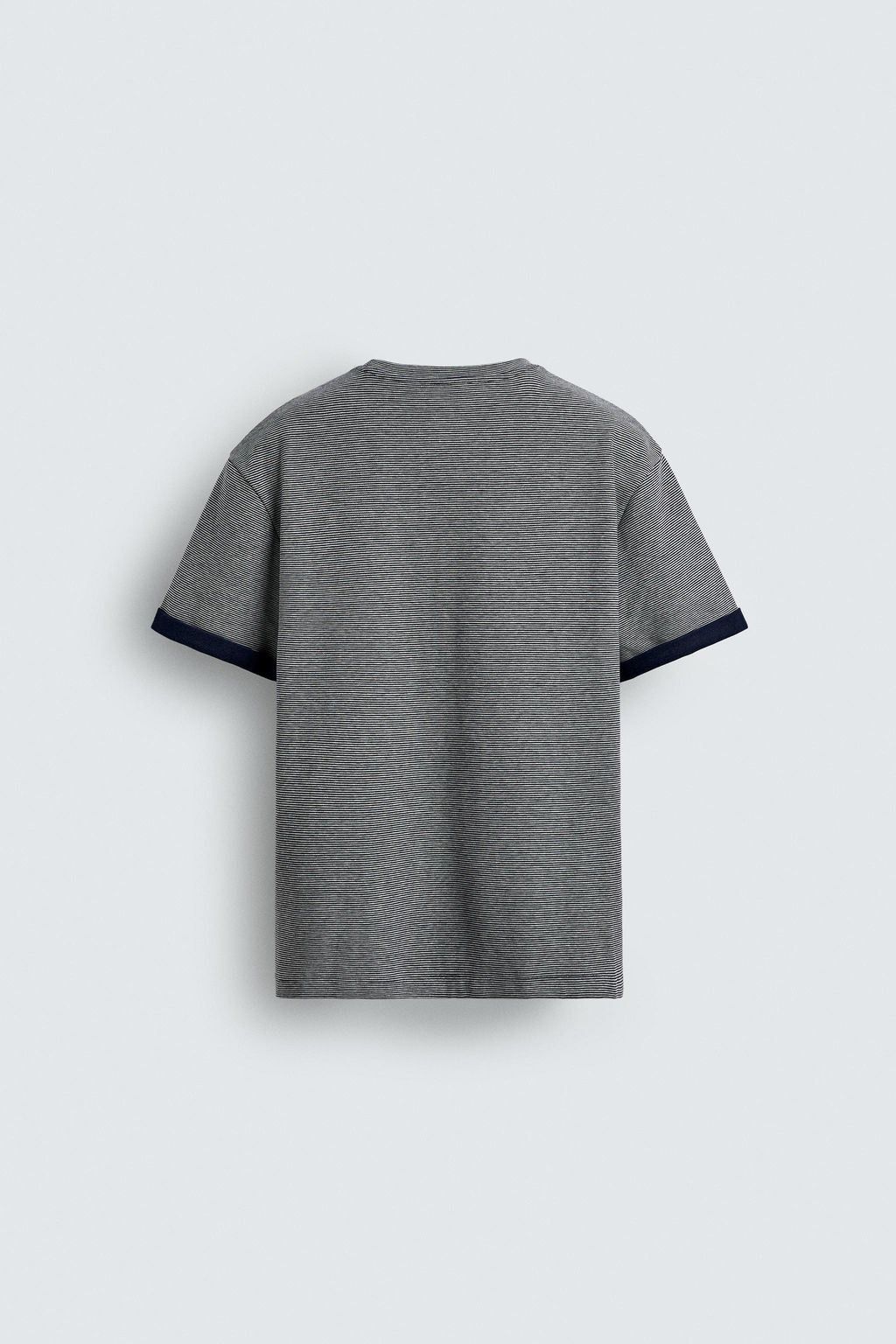 CAMISETA JACQUARD RAYAS CONTRASTE / Azul / Blanco