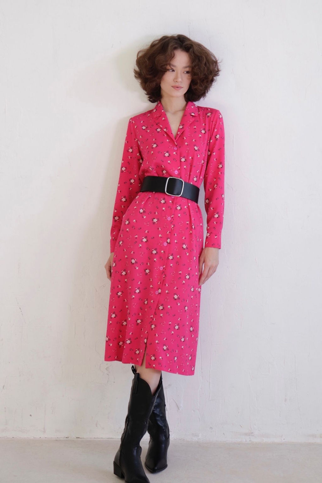 11038 Платье-рубашка с английским воротником малиновое - Martichelli фото 28