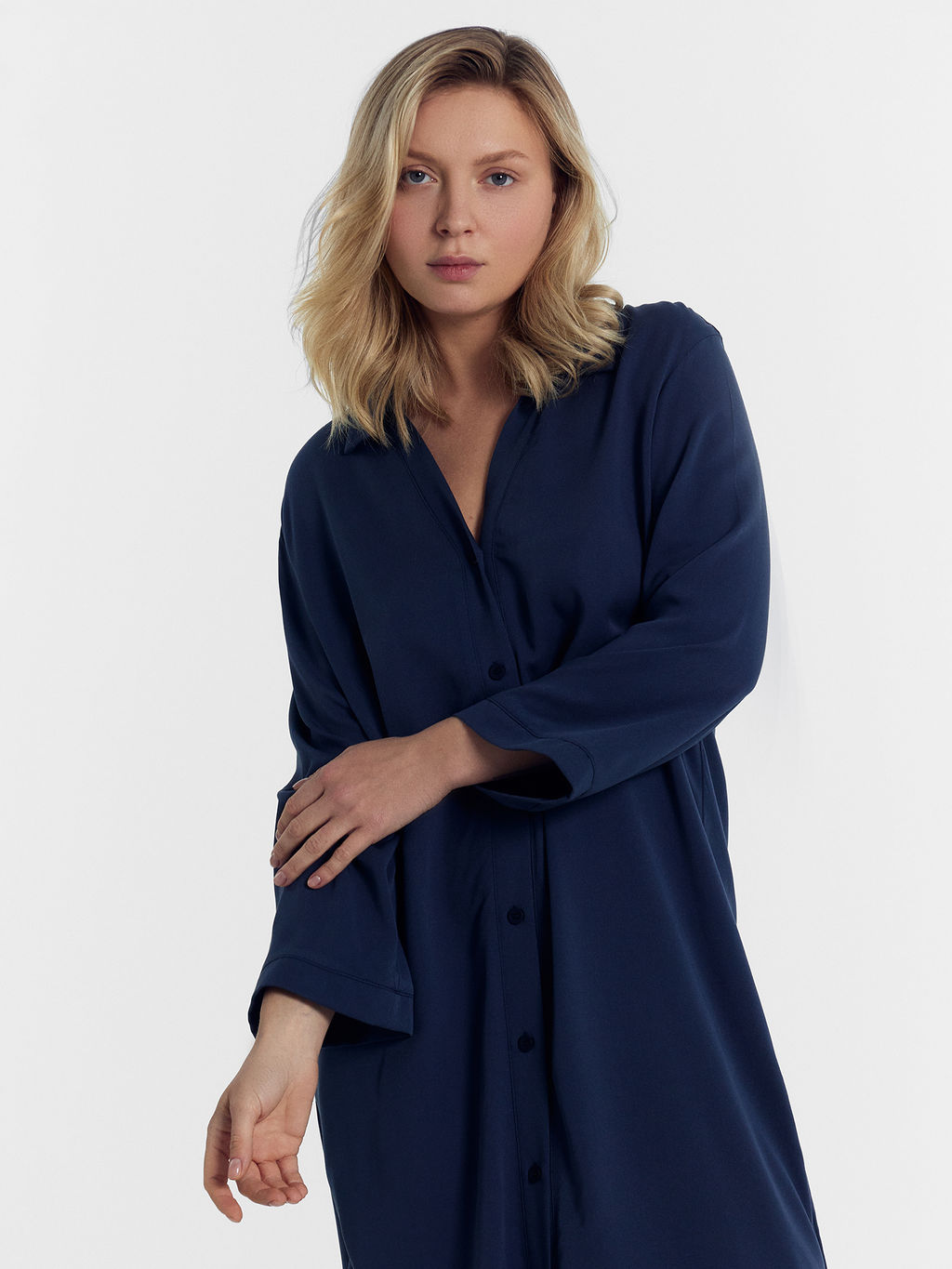 Платье женское домашнее в темно-синем цвете
