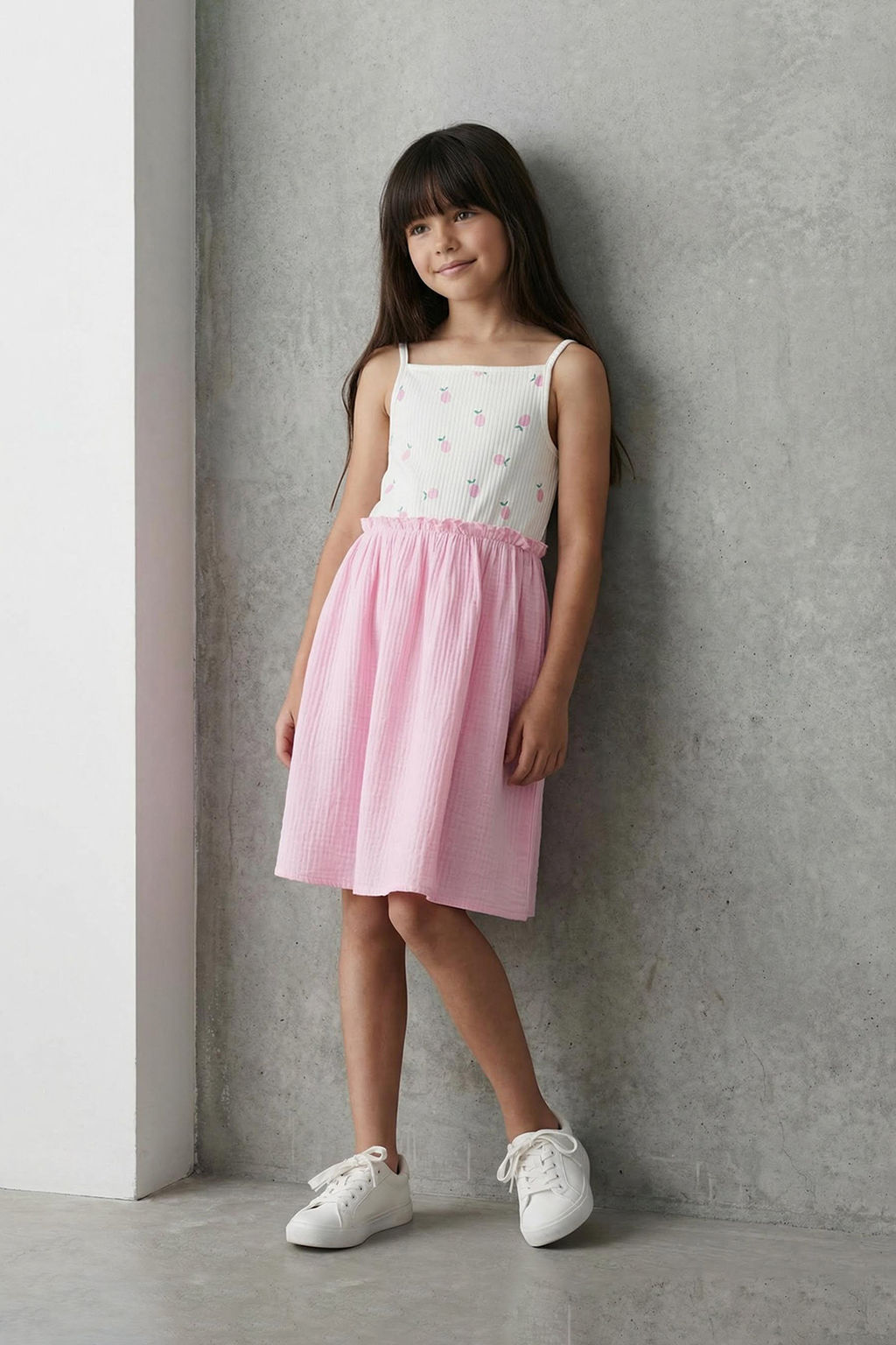 Pembe K?z Cocuk %100 Pamuk Renk Bloklu Ask?l? Mini Orme Elbise TKDSS25EL00073 - Trendyolmilla фото 8
