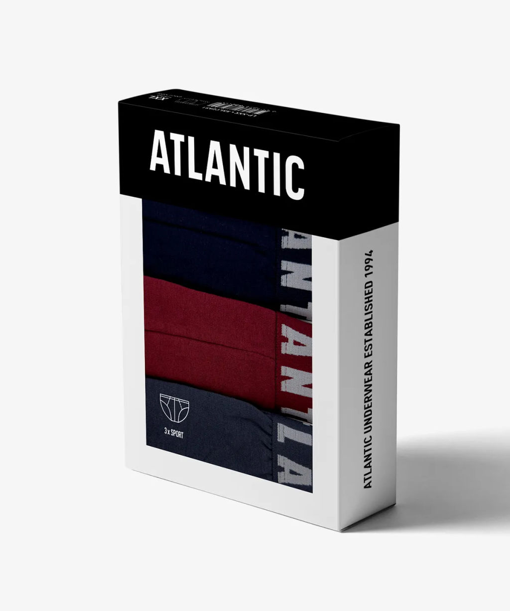 ATLANTIC 3MP-094/01 Трусы спорт Solid - набор 3 шт. темно-синий + каберне + графитовый  фото 7