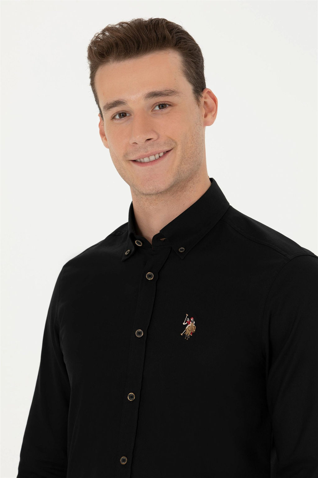 U. S. Polo Assn / Мужская черная базовая рубашка с длинным рукавом - U.s. polo assn фото 2