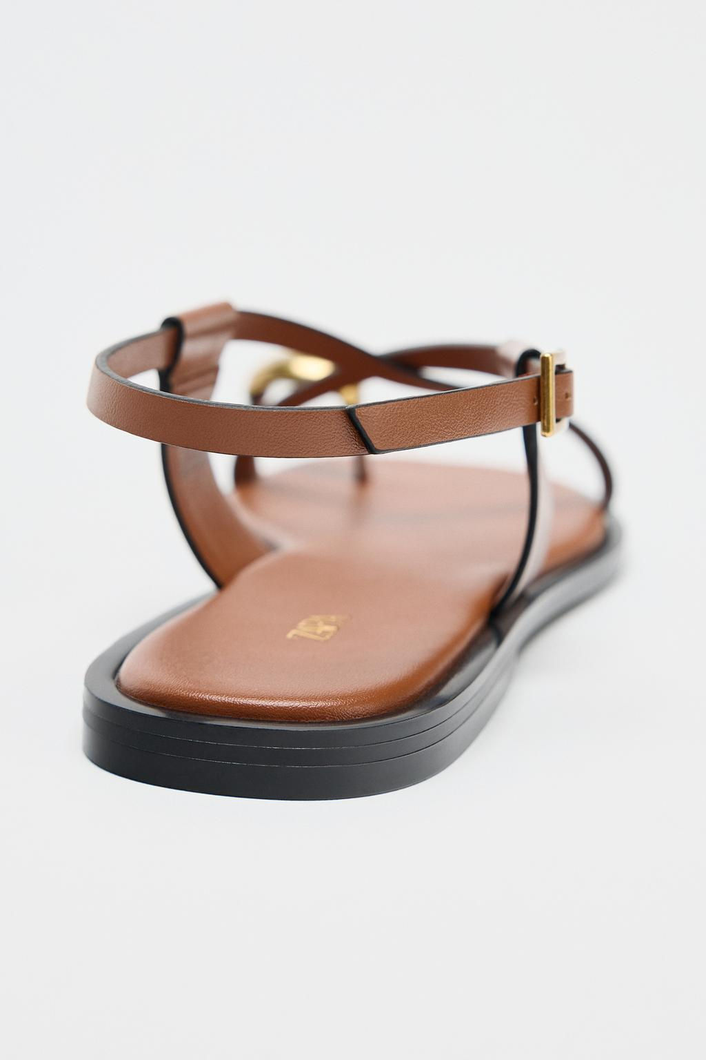 FLAT SANDALS WITH METAL TOE DETAIL - Zara фото 5