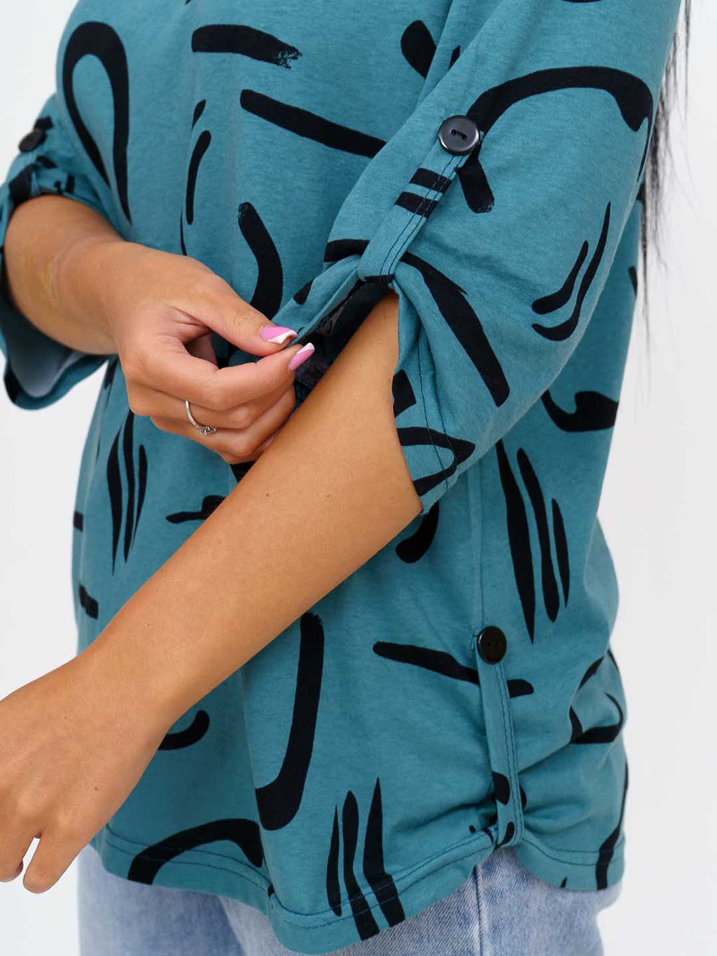 Туника женская, цвет сине-зеленый