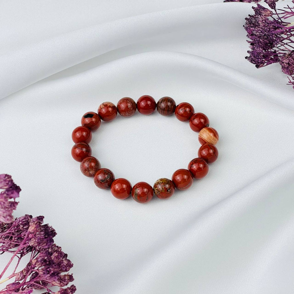 Браслет из кирпичной Яшмы 17 см