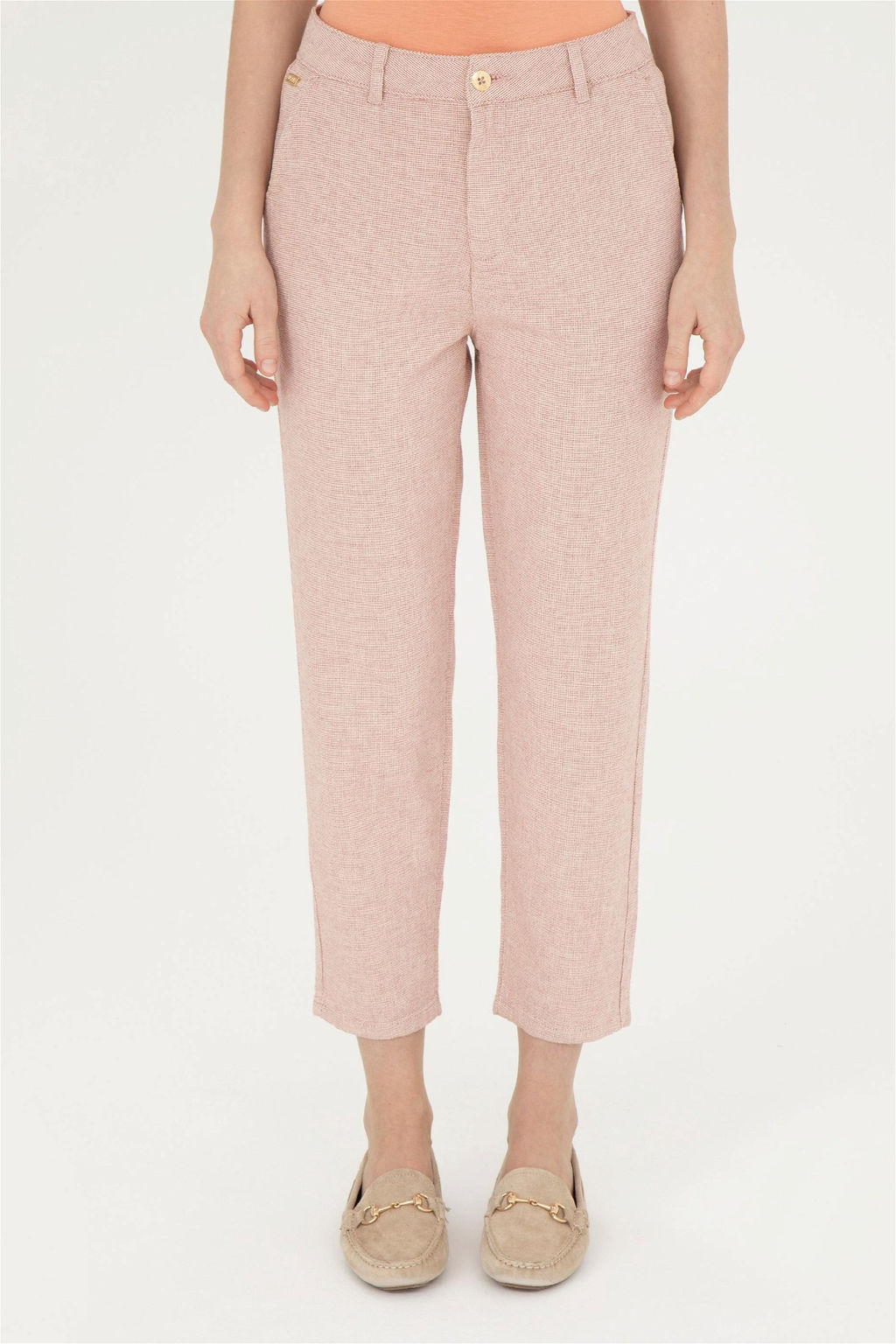 Женские брюки из плотной ткани пудрового цвета - U.s. polo assn фото 2