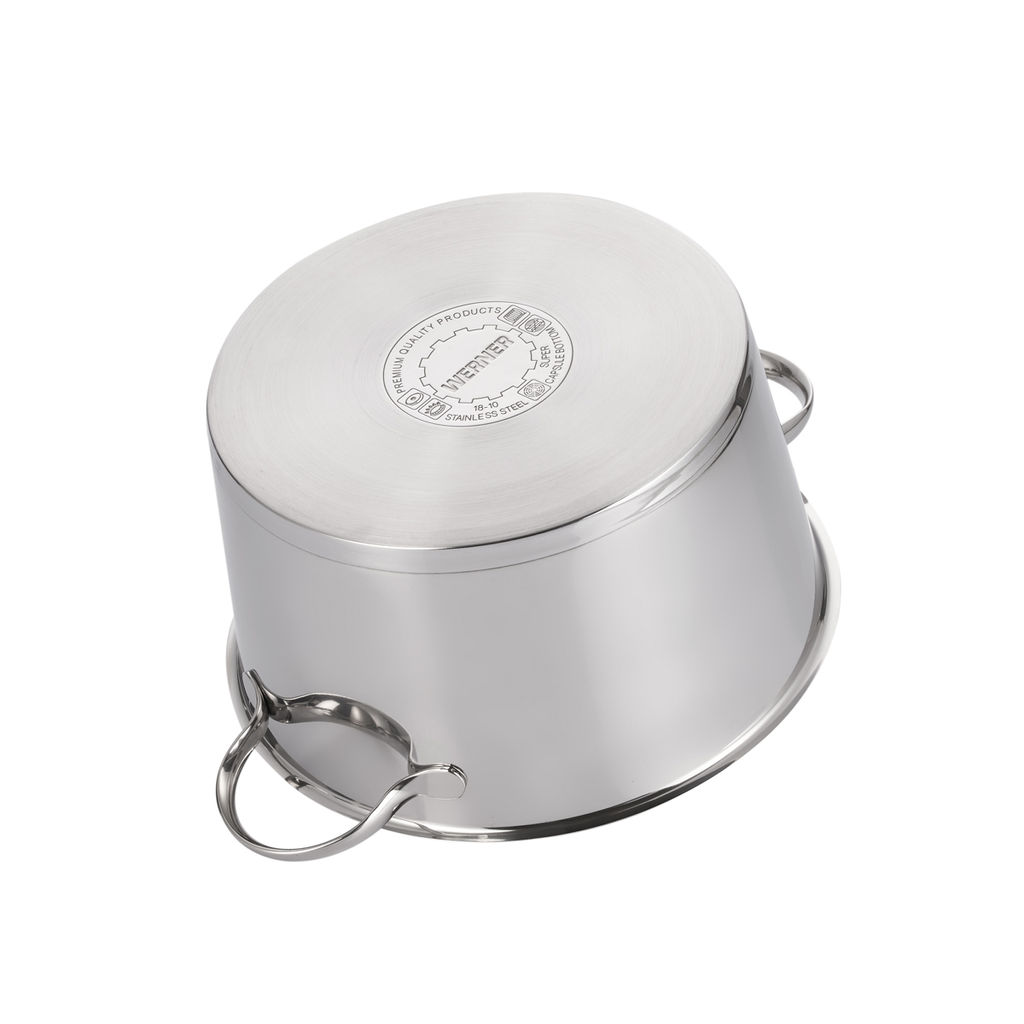 50314 WERNER Кастрюля NICE 24х13,5см/5,4л со стеклянной крышкой, с индукционным капсульным дном. Материал: нерж. сталь 18/8. Толщина: 0,6мм  фото 4