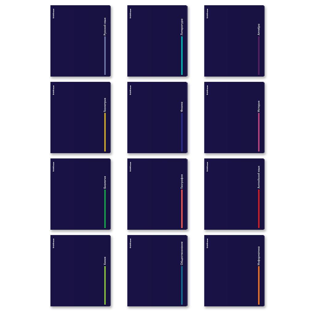 АКЦИЯ Цена за 1 шт. Комплект тетрадей общих ученических с пластиковой обложкой ErichKrause CoverPro Indigo, 48 листов, кл./лин., со спр. мат. (пакет 12 шт.)