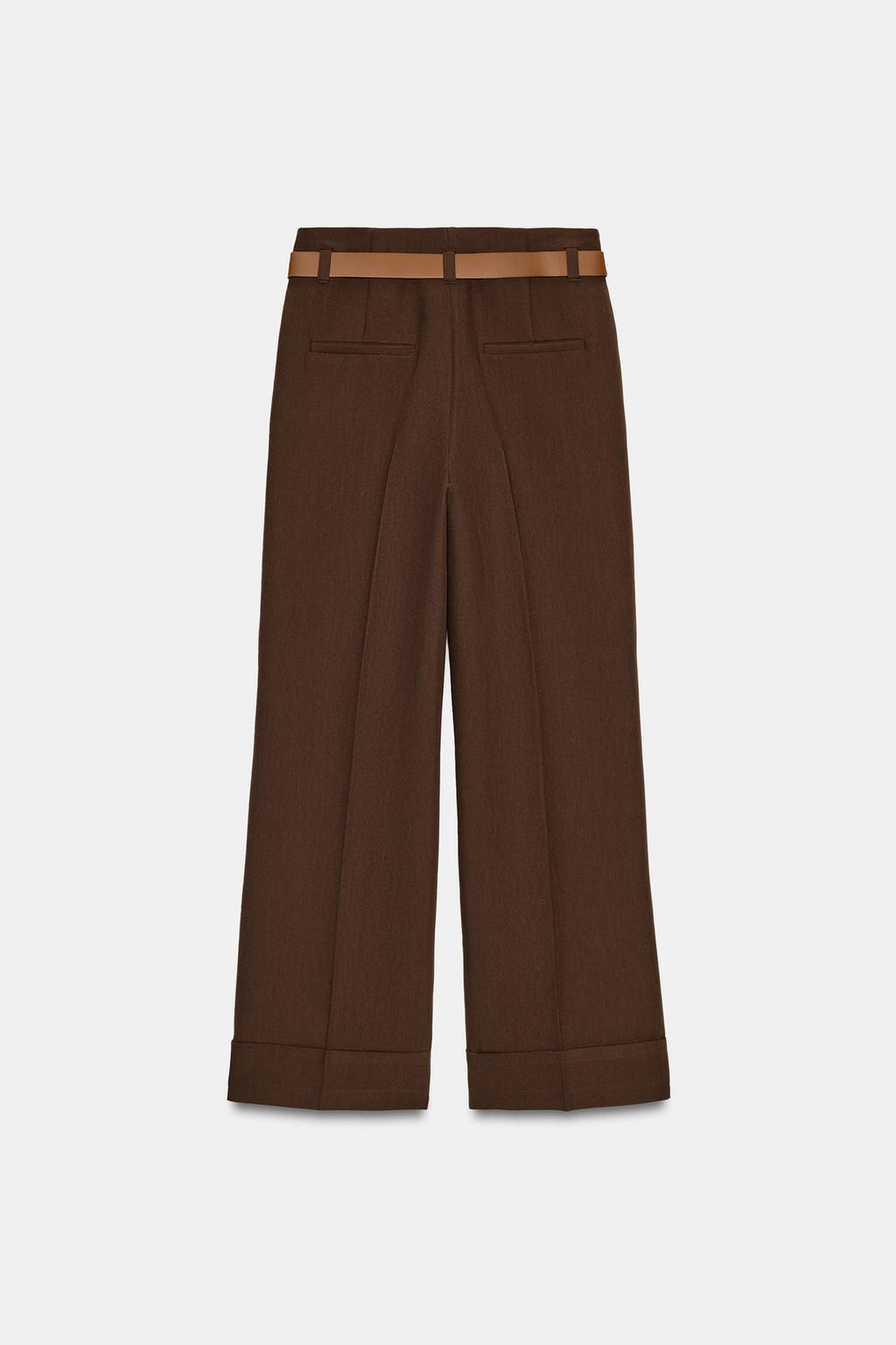 TROUSERS WITH TURN-UP CUFFS AND BELT - Zara фото 23