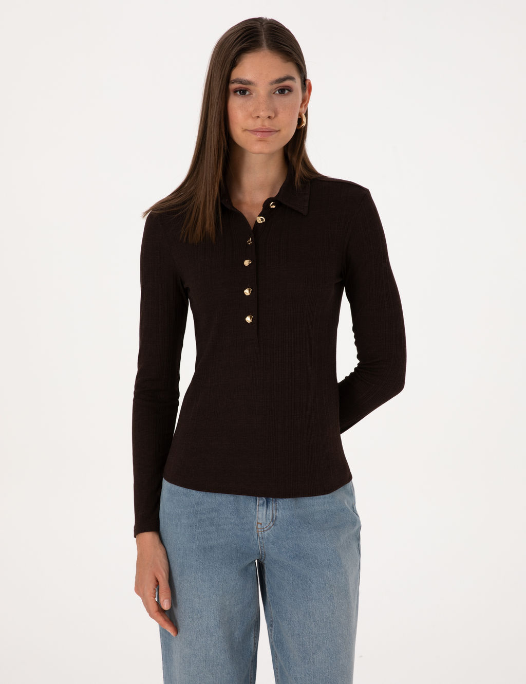 Kahverengi Slim Fit _rme Bluz
