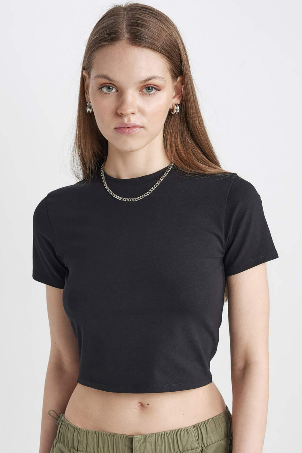 Coool Fitted Bisiklet Yaka Basic Duz K?sa Kollu Tisort - Defacto фото 2