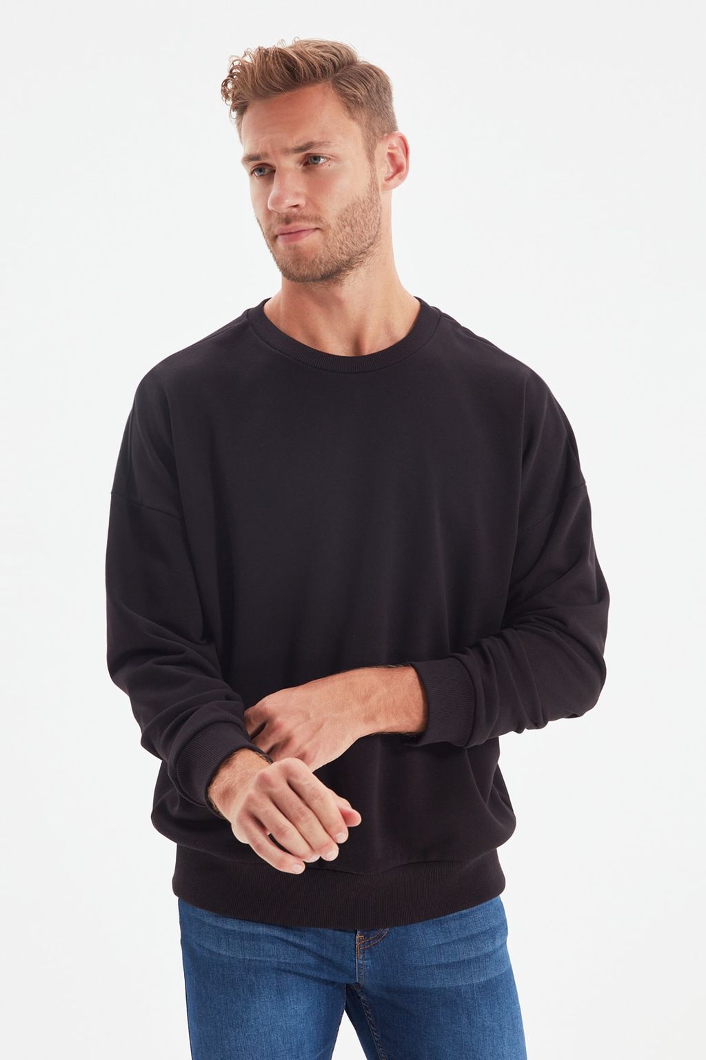 Siyah Oversize/Genis Kesim Sardonsuz Sweatshirt TMNAW22SW0612 - Trendyolmilla фото 2