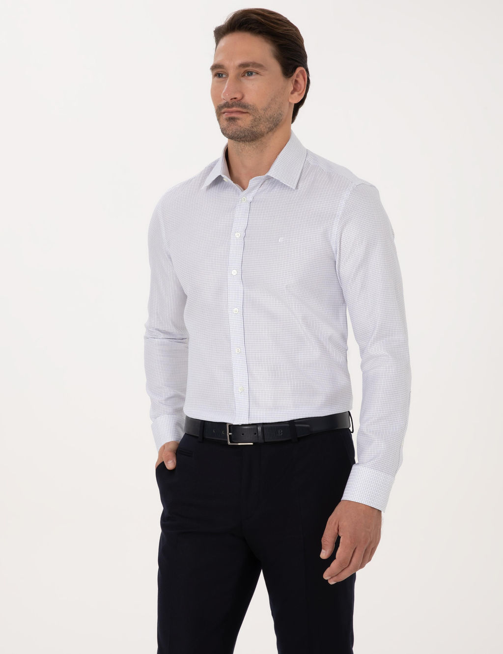 Beyaz Slim Fit %100 Pamuk Kareli G_mlek - Cacharel фото 3