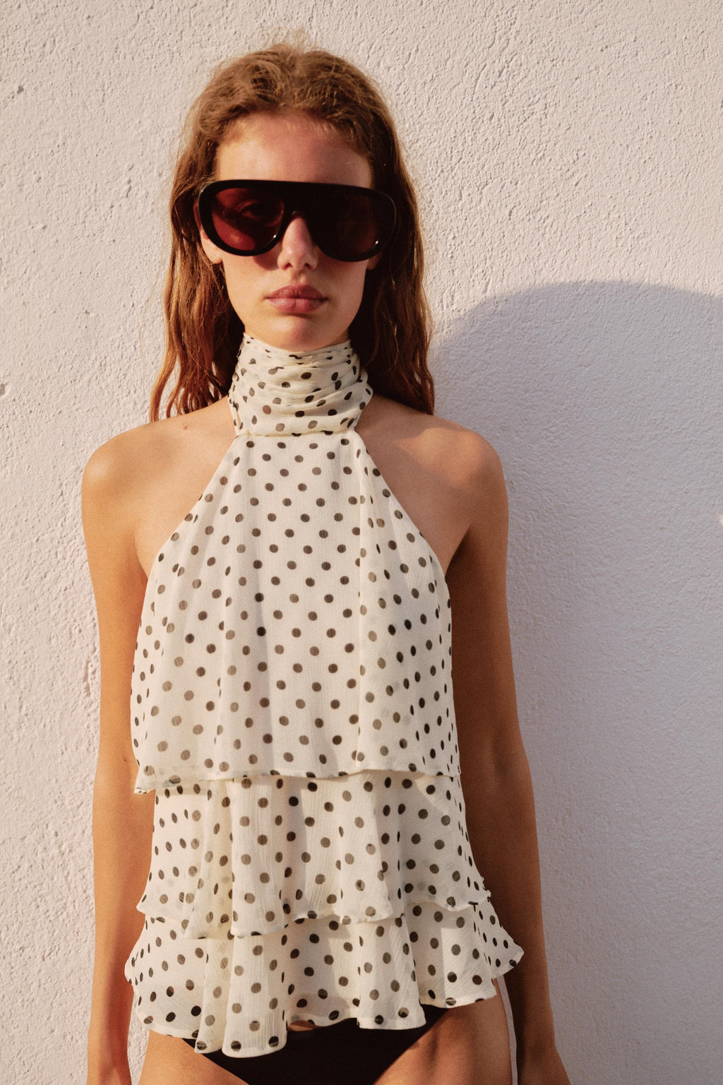 TOP VOLANTES LUNARES / Crudo / Negro - Zara фото 2